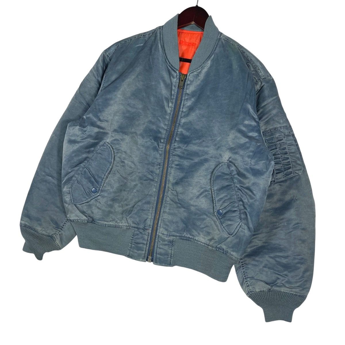 Japanese Brand Vintage Machope MA-1 Flight Jacket | Sun Faded Blue Bomber Size US L / EU 52-54 / 3 - 3 Thumbnail