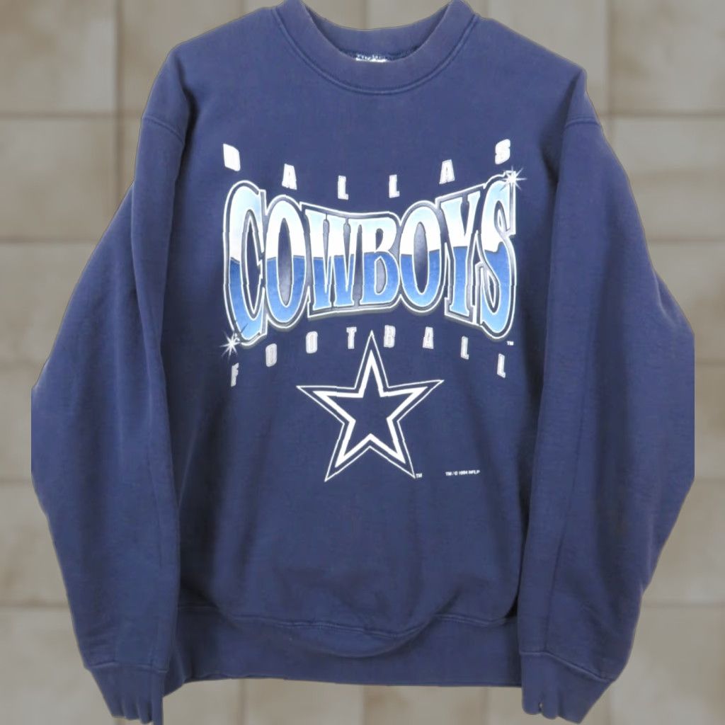 Salem Sportswear VINTAGE Dallas Cowboys NFL Football Sweatshirt Salem Sportswear Mens L Blue Crew Neck Long Sleeve Pullover 1994 Logo USA Size US L / EU 52-54 / 3 - 1 Thumbnail