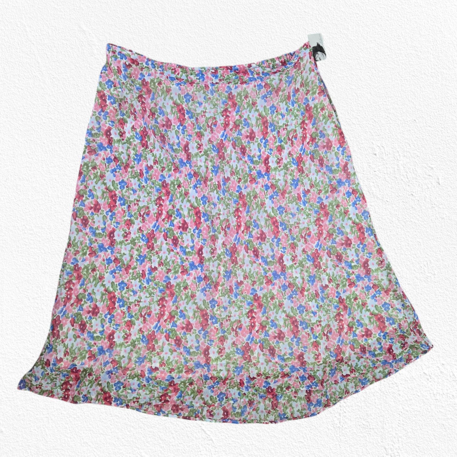 Other Y2K Pink White Floral Chiffon Midi Skirt Size 1X Size 38" / US 16 / IT 52 - 2 Thumbnail