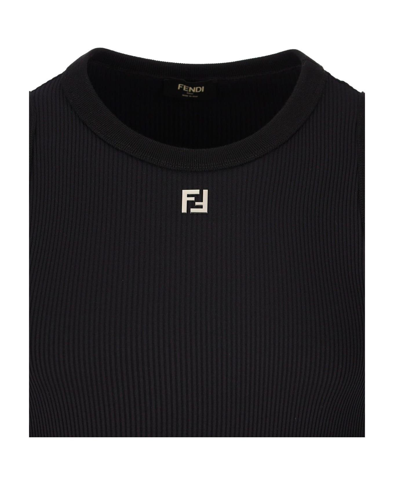 Fendi o1s1wg110126 Logo Plaque Ribbed-knit Top in Black Size US L / EU 52-54 / 3 - 3 Thumbnail