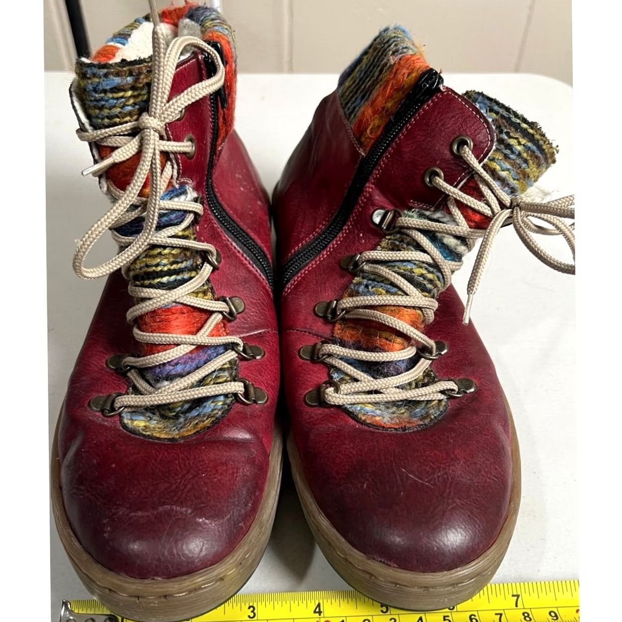 Rieker Rieker Felicitas Ankle Boots Red Sherpa Lined Side Zip Lace Up Womens 42 Boots Size US 11 / IT 41 - 7 Thumbnail