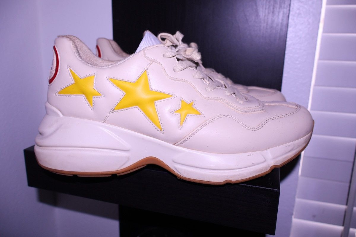 Gucci Gucci Rhyton Leather Star Sneakers – Cream / Yellow Size US 8.5 / EU 41-42 - 6 Thumbnail