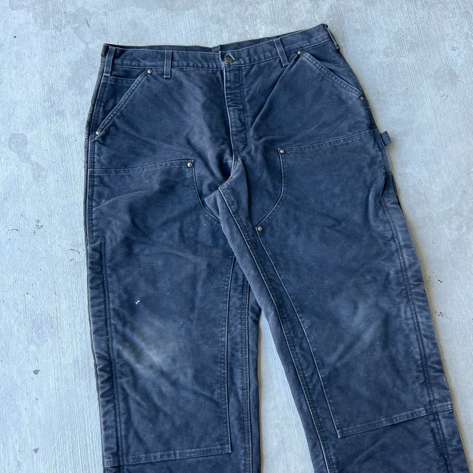 Carhartt × Vintage Carhartt faded black double knee work wear carpenter pants Size US 37 - 2 Thumbnail