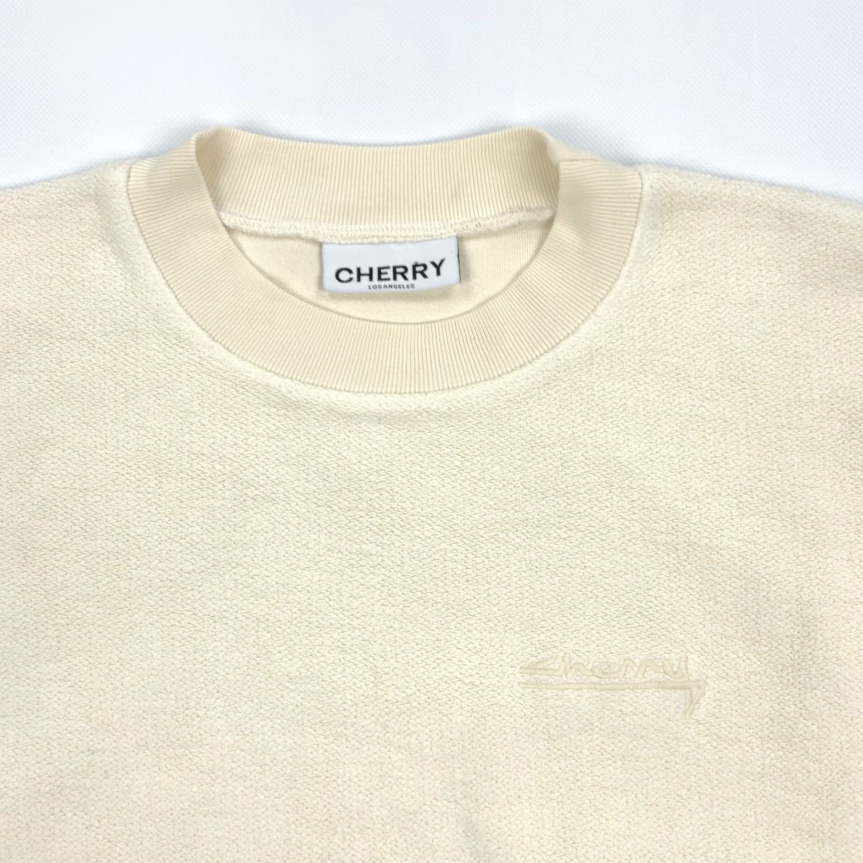 Vintage Cherry Los Angeles Men's XL Cream Embroidered Crew Neck Sweatshirt Pullover USA Sweatshirt Size US XL / EU 56 / 4 - 3 Thumbnail