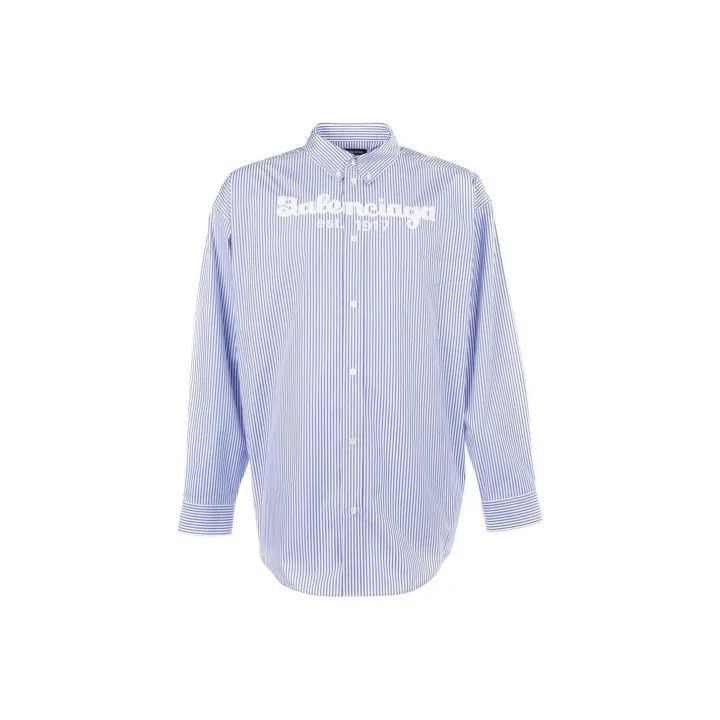 Balenciaga Balenciaga Balenciaga Logo Stripe Long Sleeve Shirt -2507 Size US M / EU 48-50 / 2 - 1 Thumbnail