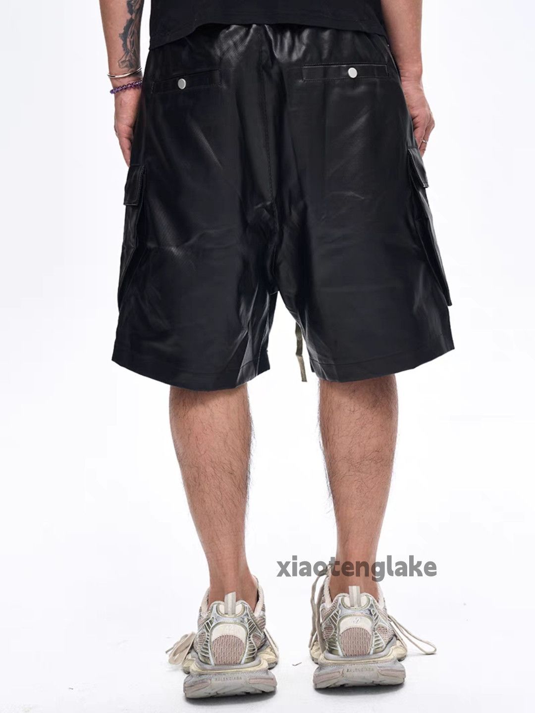 Vintage Xz wax coated loose baggy flared cargo hiphop shorts Size US 36 / EU 52 - 5 Thumbnail