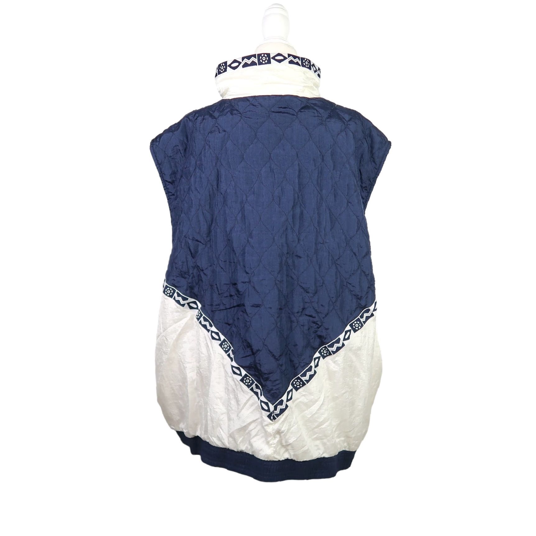 Rhythm VINTAGE 90s Rhythm Sport Windbreaker Vest Navy Blue Cream Zip 2XL Womens Size XXL / US 16-18 / IT 52-54 - 3 Thumbnail