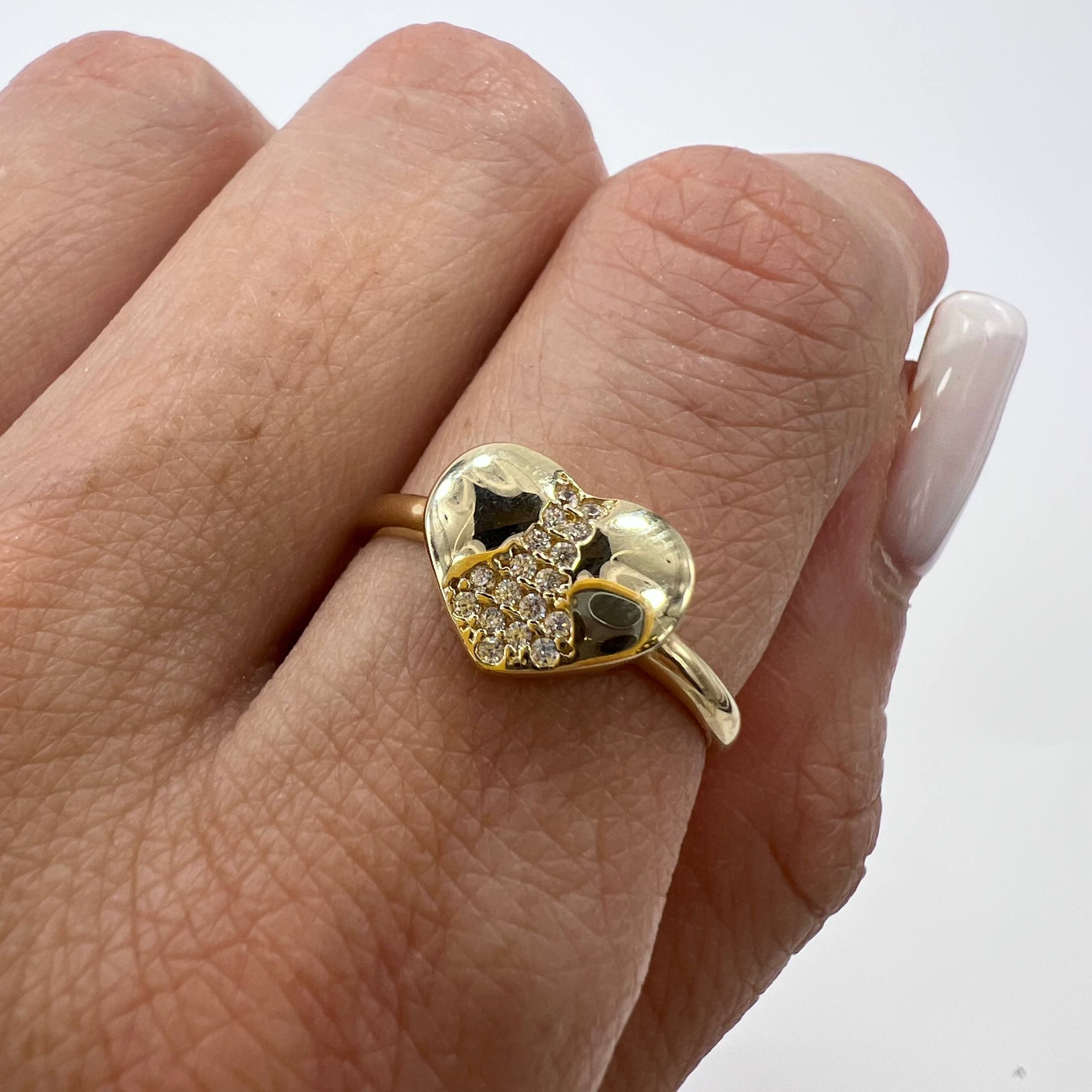 New 14K Solid Gold Heart Ring Size – Diamond Accent