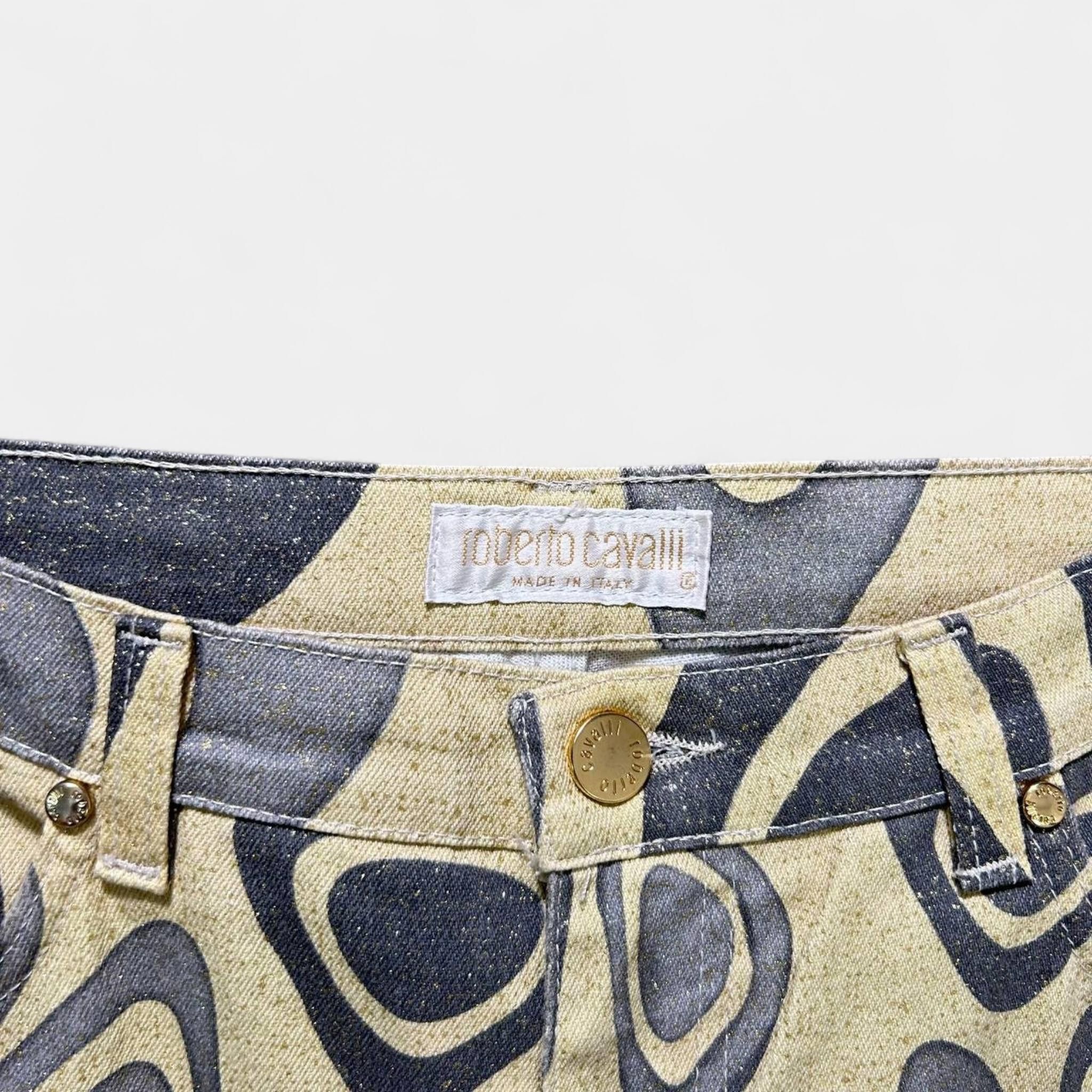 Roberto Cavalli Roberto Cavalli Shiny Graphic Pants Size 42" / US 20 - 4 Thumbnail