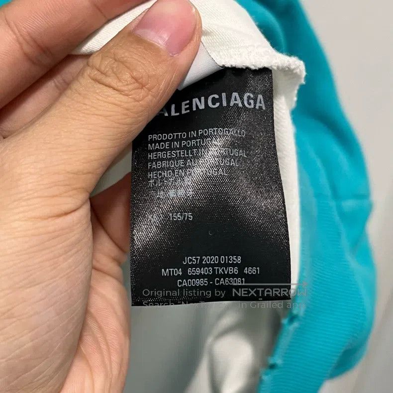 Balenciaga Balenciaga Lake Blue Printed Logo Ripped White Base Hooded Size US XS / EU 42 / 0 - 7 Thumbnail