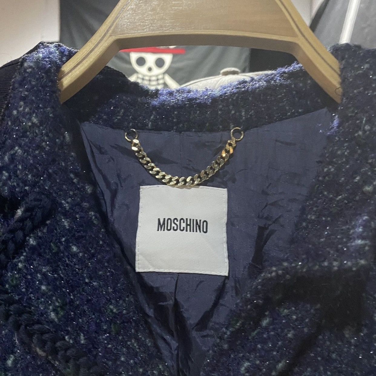 Moschino Moschino Herringbone Wool Blend Tweed Jacket - Navy Blue Size M / US 6-8 / IT 42-44 - 10 Thumbnail