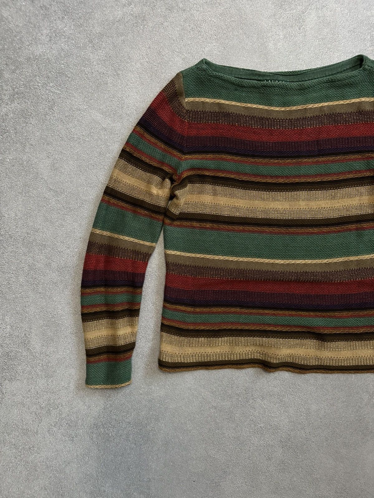 Ralph Lauren Vintage Lauren Ralph Lauren Striped Knit Sweater Size M / US 6-8 / IT 42-44 - 2 Thumbnail
