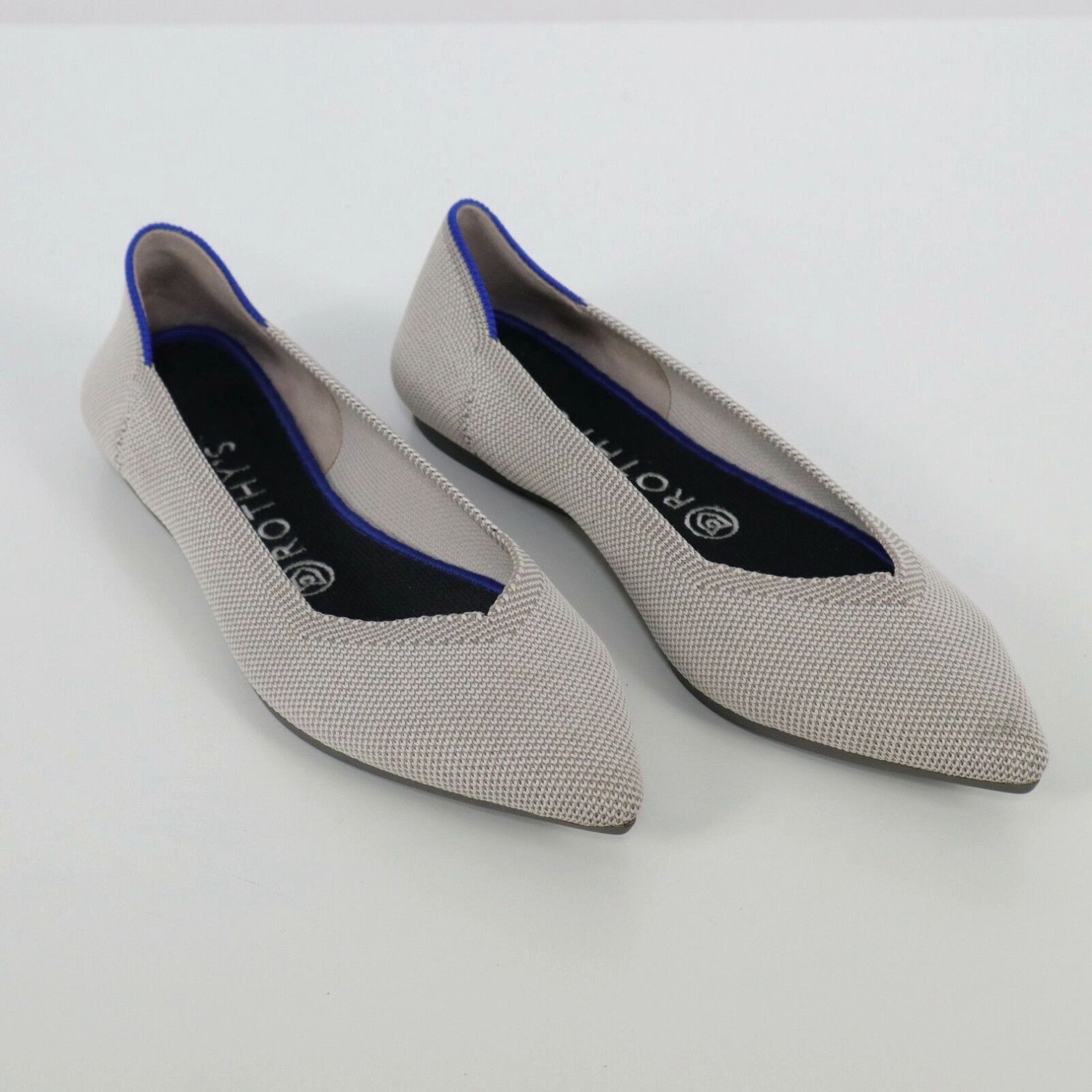 image of Vintage Rothy's The Point Flats Womens W8 Washable Flax Birdseye Beige Retired Color in White