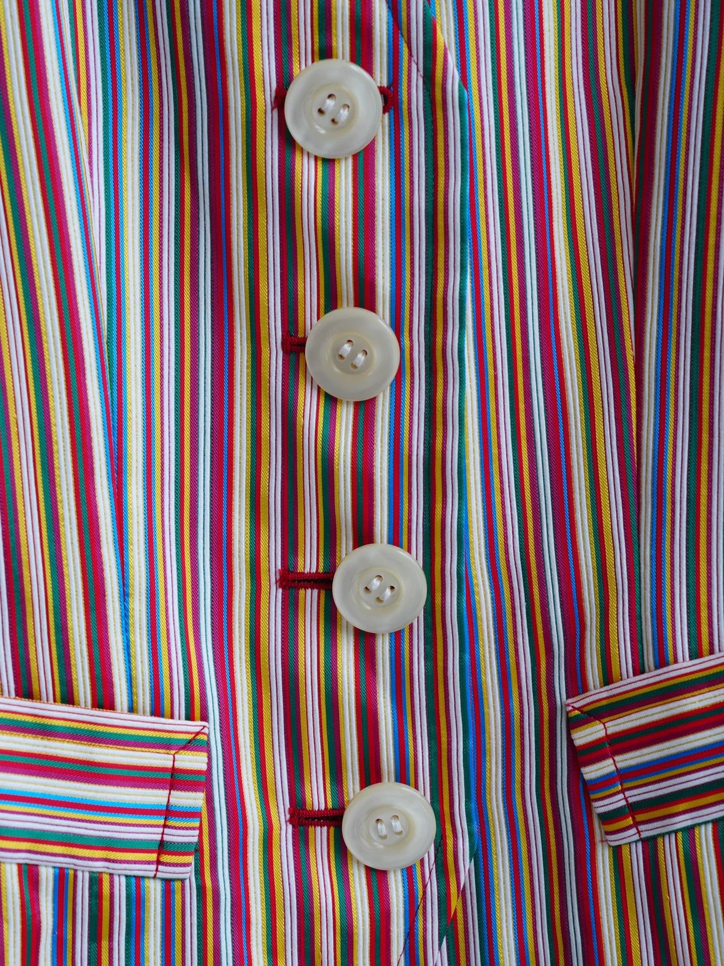 Yves Saint Laurent YSL Vintage Cotton Striped Short Blazer FR34/S Size XS / US 0-2 / IT 36-38 - 5 Thumbnail