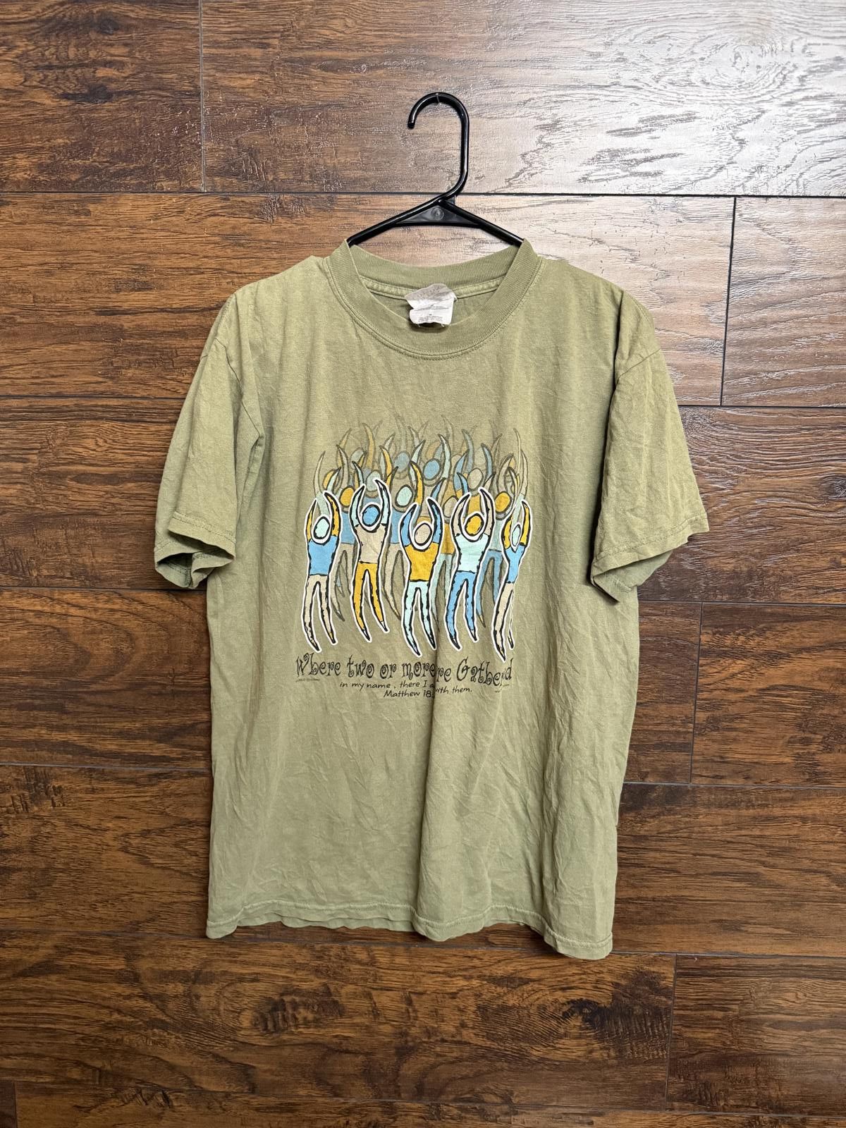 Gildan VTG Christian T-shirt Matthew 18:20 Tee Where Two or More -M Size US M / EU 48-50 / 2 - 1 Thumbnail