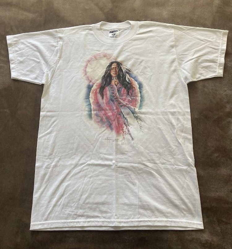 Vintage Vintage Jan Taylor Native American Pocahontas Art T-shirt Size US M / EU 48-50 / 2 - 1 Thumbnail