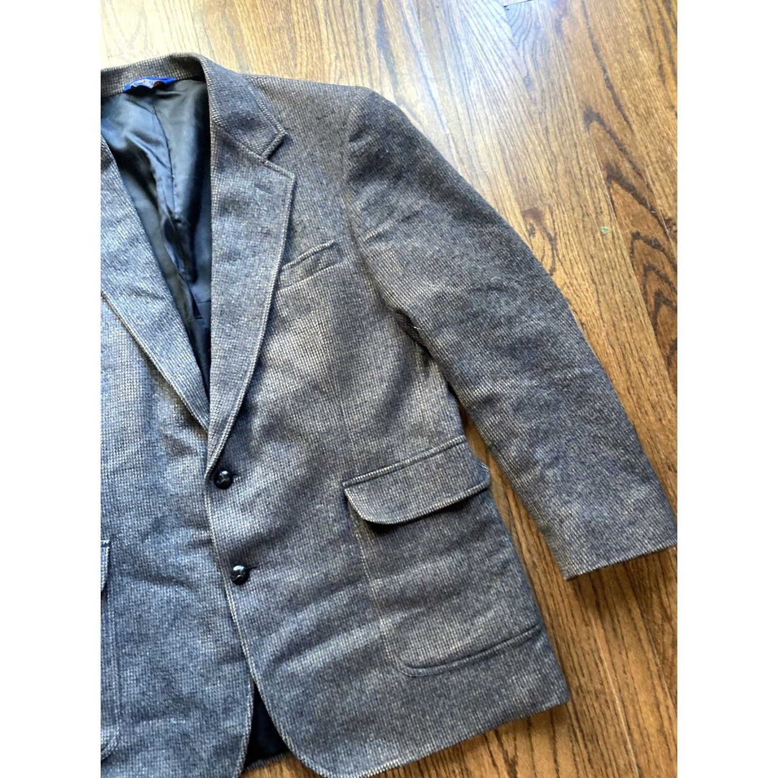 Pendleton VINTAGE Pendleton Sport Coat Jacket Men 42L Gray Wool Tweed Notch Lapel Two-Button Long Mens Size 42R - 3 Thumbnail