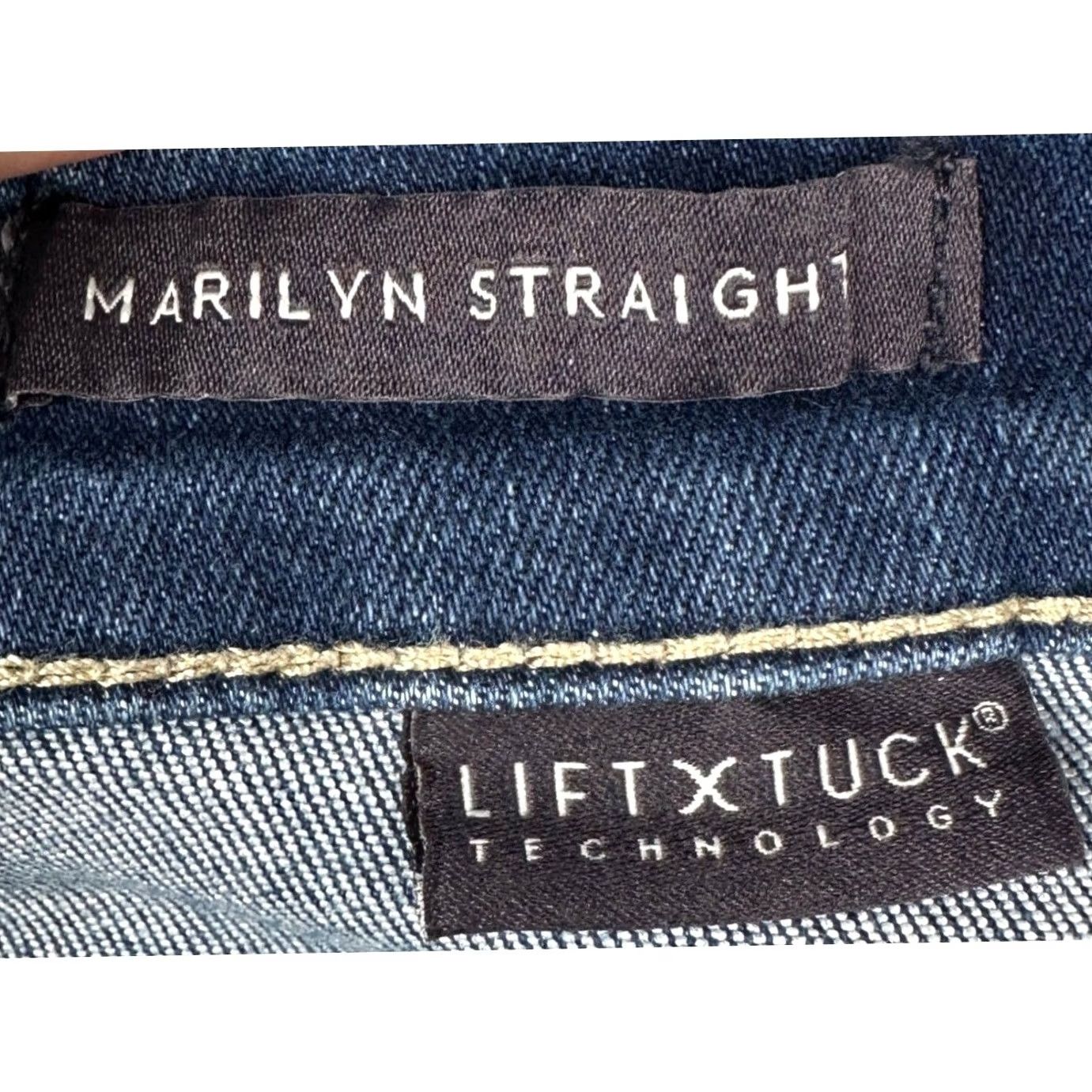 NYDJ VINTAGE not -> NYDJ Marilyn Straight Jeans Women 28W Plus Blue Paint Splatter Stretch Denim Size 28" / US 6 / IT 42 - 5 Thumbnail
