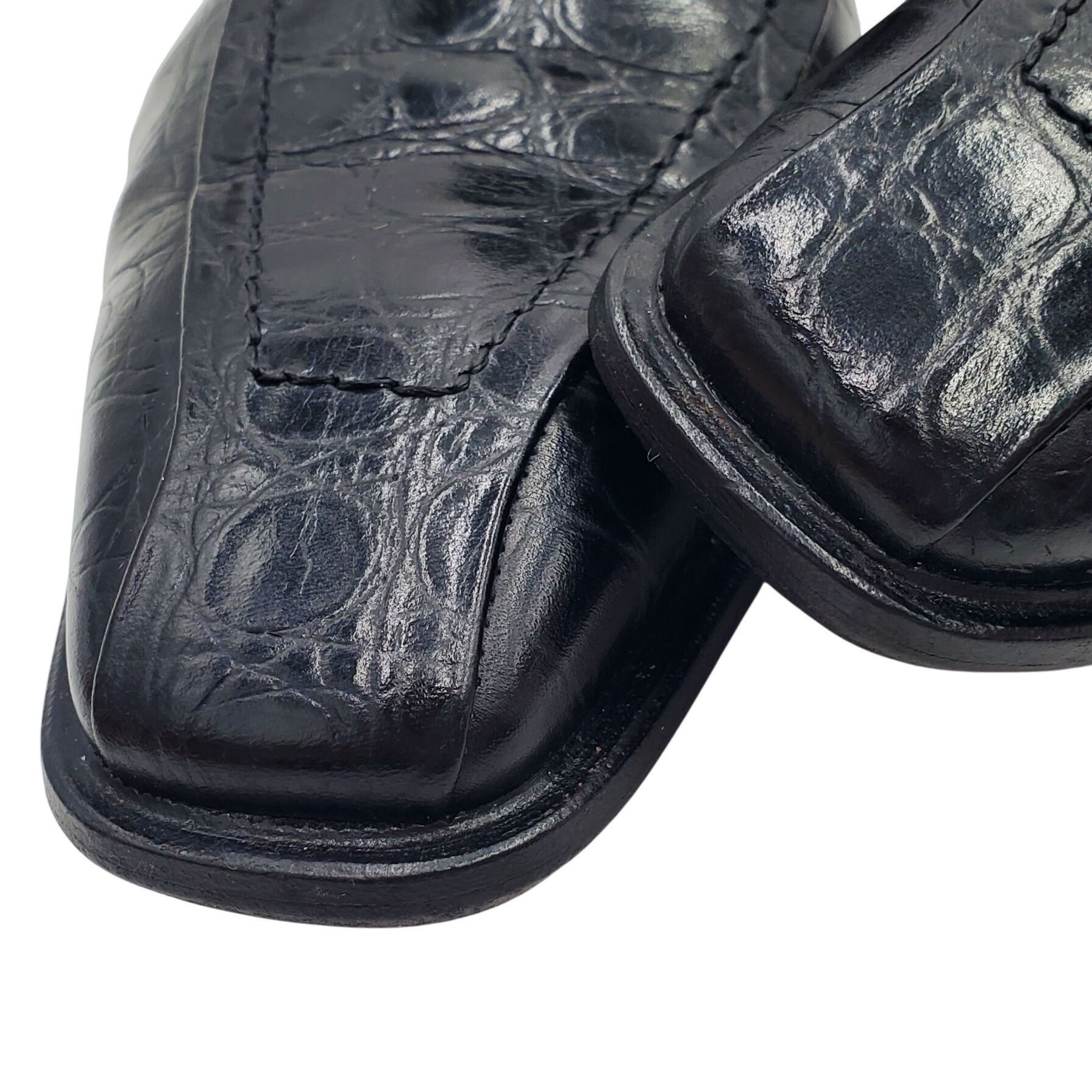 Other Italian Handmade Men's size 9 Black Crocodile Embossed Leath Size US 9 / EU 42 - 4 Thumbnail