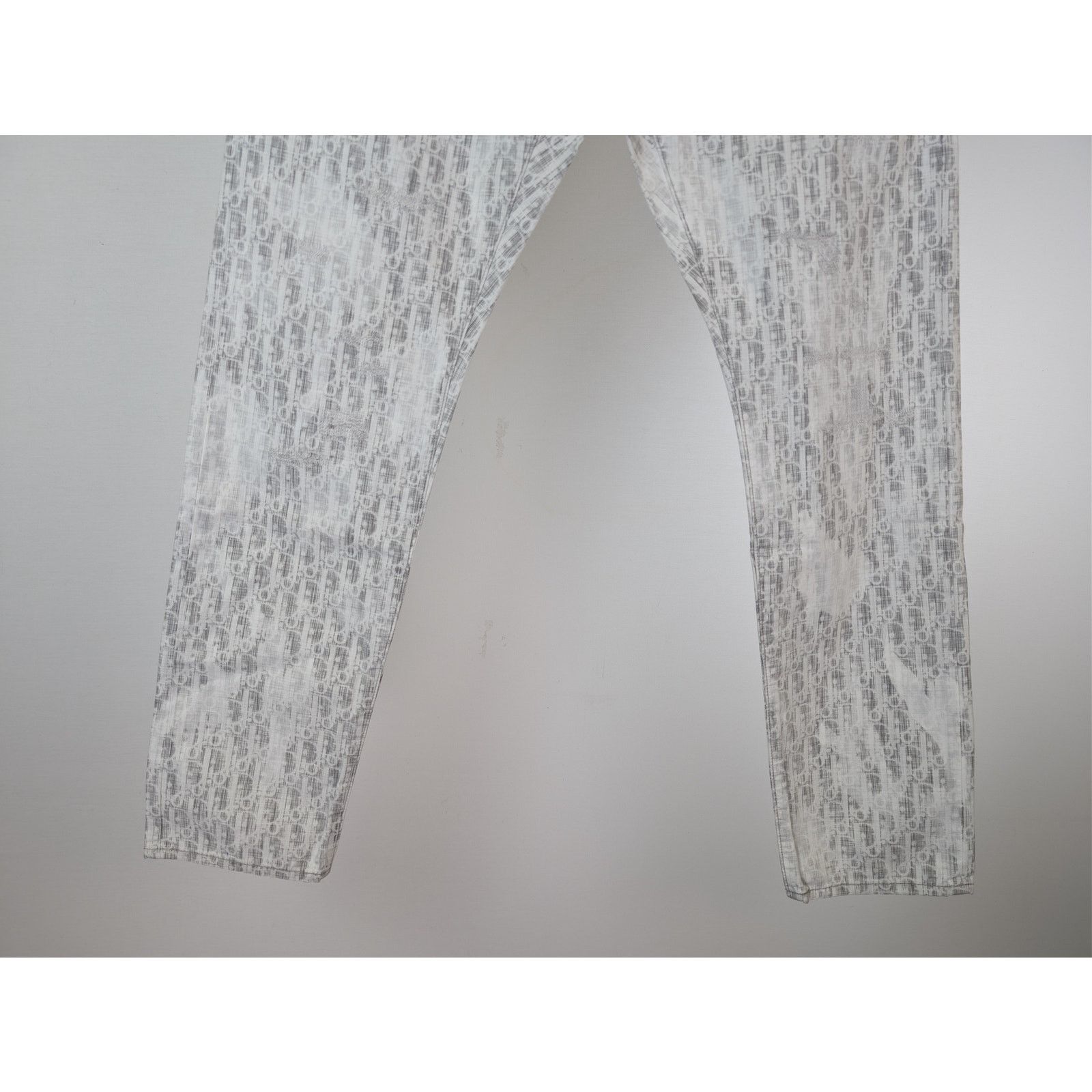 Dior o1rshd1 Straight Oblique Print Cotton Denim Jeans in Blanc Size US 34 / EU 50 - 4 Thumbnail