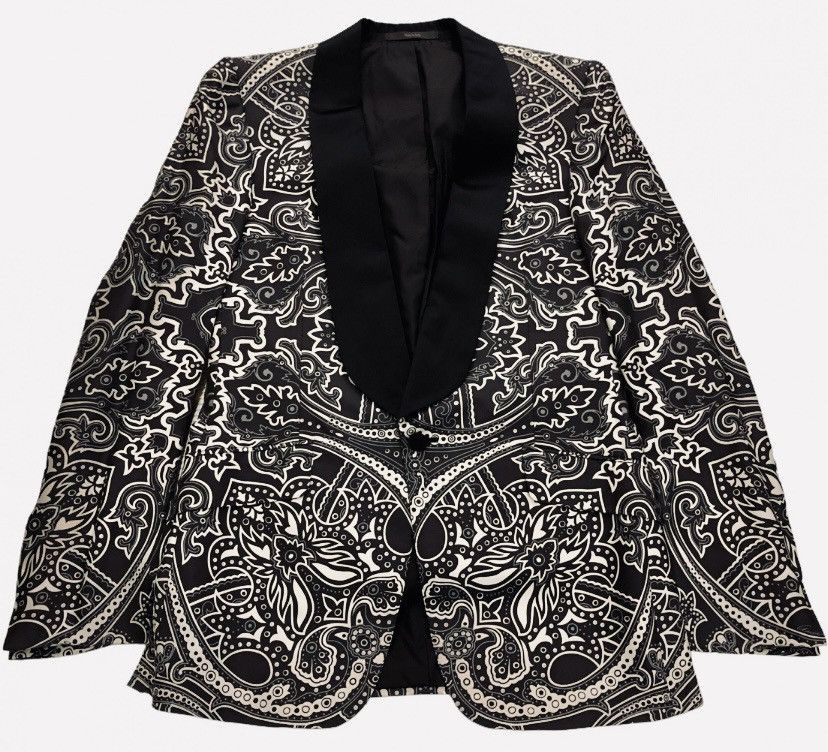 Gucci Gucci x Tom Ford 🇮🇹 black/white tattoo shawl dinner jacket 48 Size 38R - 1 Thumbnail