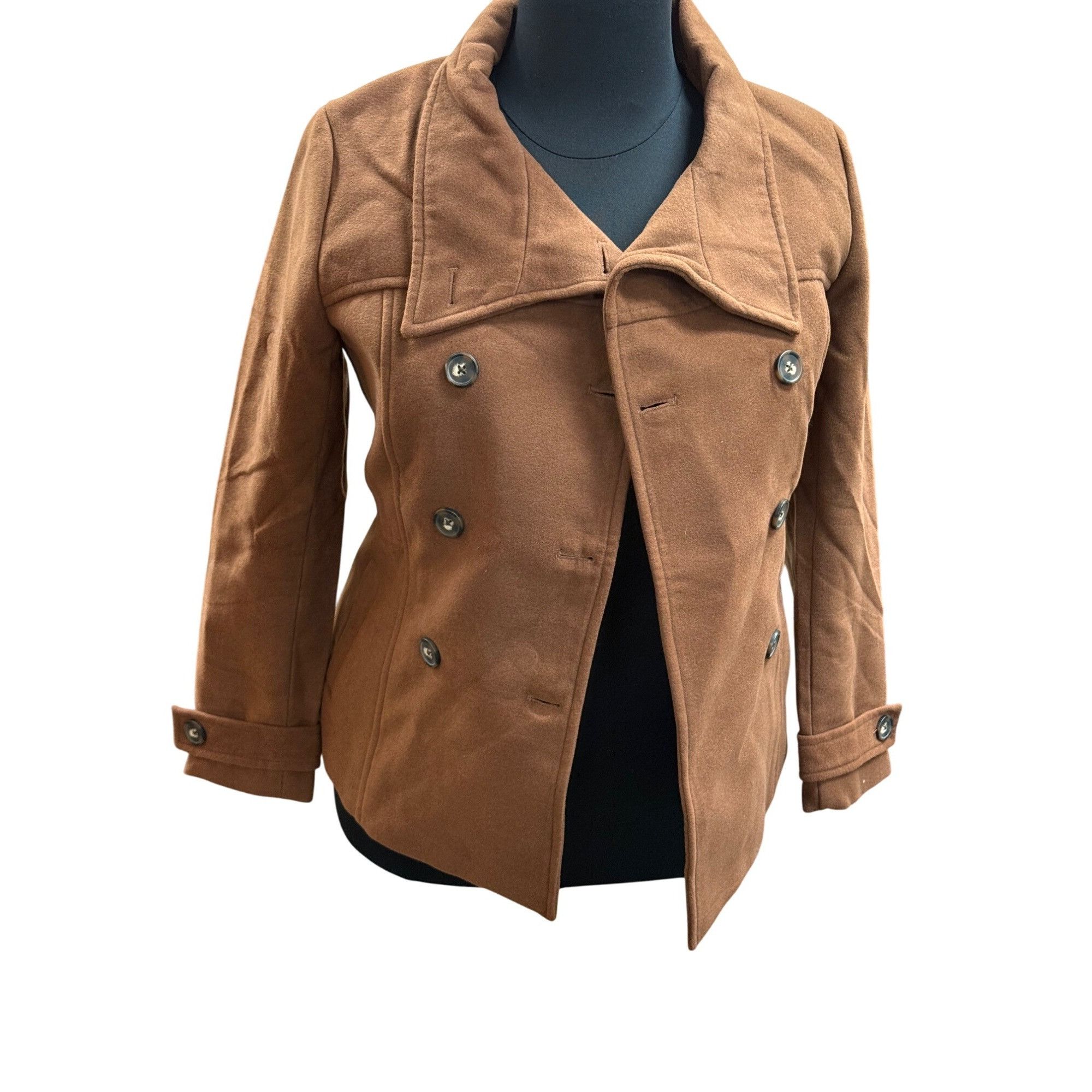 Other Brown Double-Breasted Peacoat With Wide Collar Medium Size XXL / US 16-18 / IT 52-54 - 2 Thumbnail