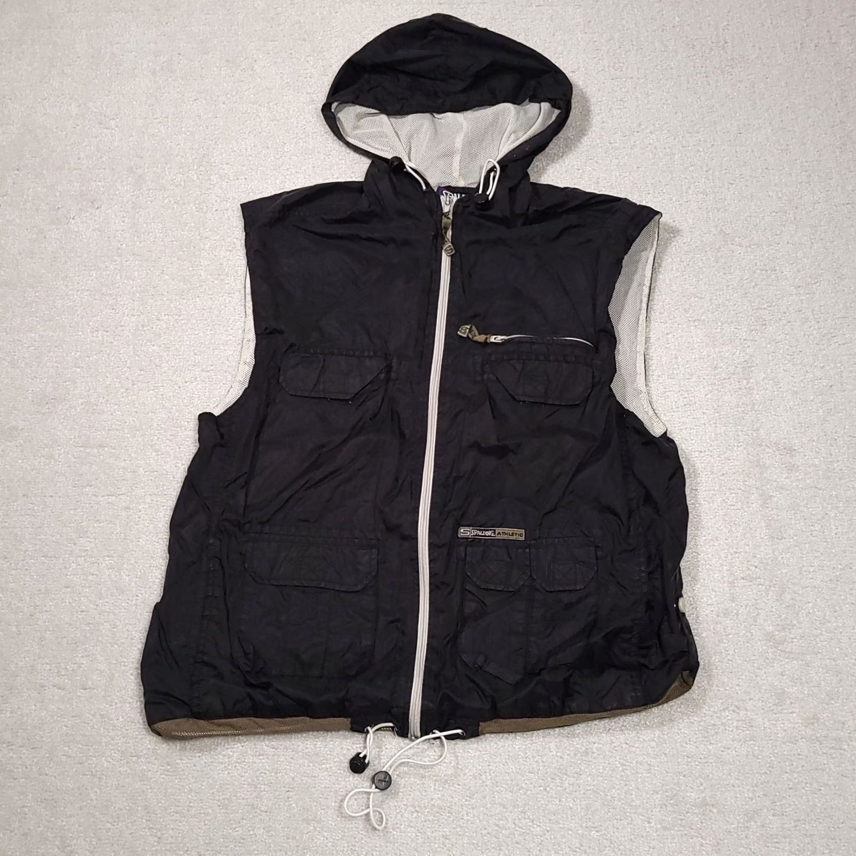 Spalding VINTAGE Spalding Jacket Mens Large Black Sleeveless Windbreaker Hooded 90s Size US L / EU 52-54 / 3 - 2 Thumbnail