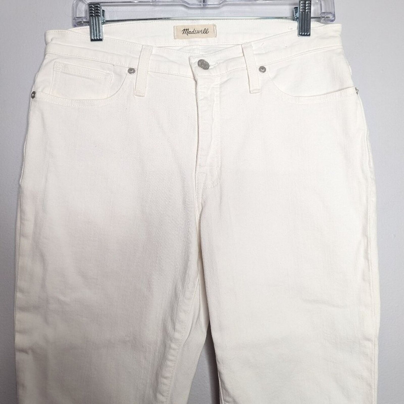 Madewell Madewell White Denim 9" High-Rise Skinny Jeans Pockets Size 30" / US 8 / IT 44 - 4 Thumbnail