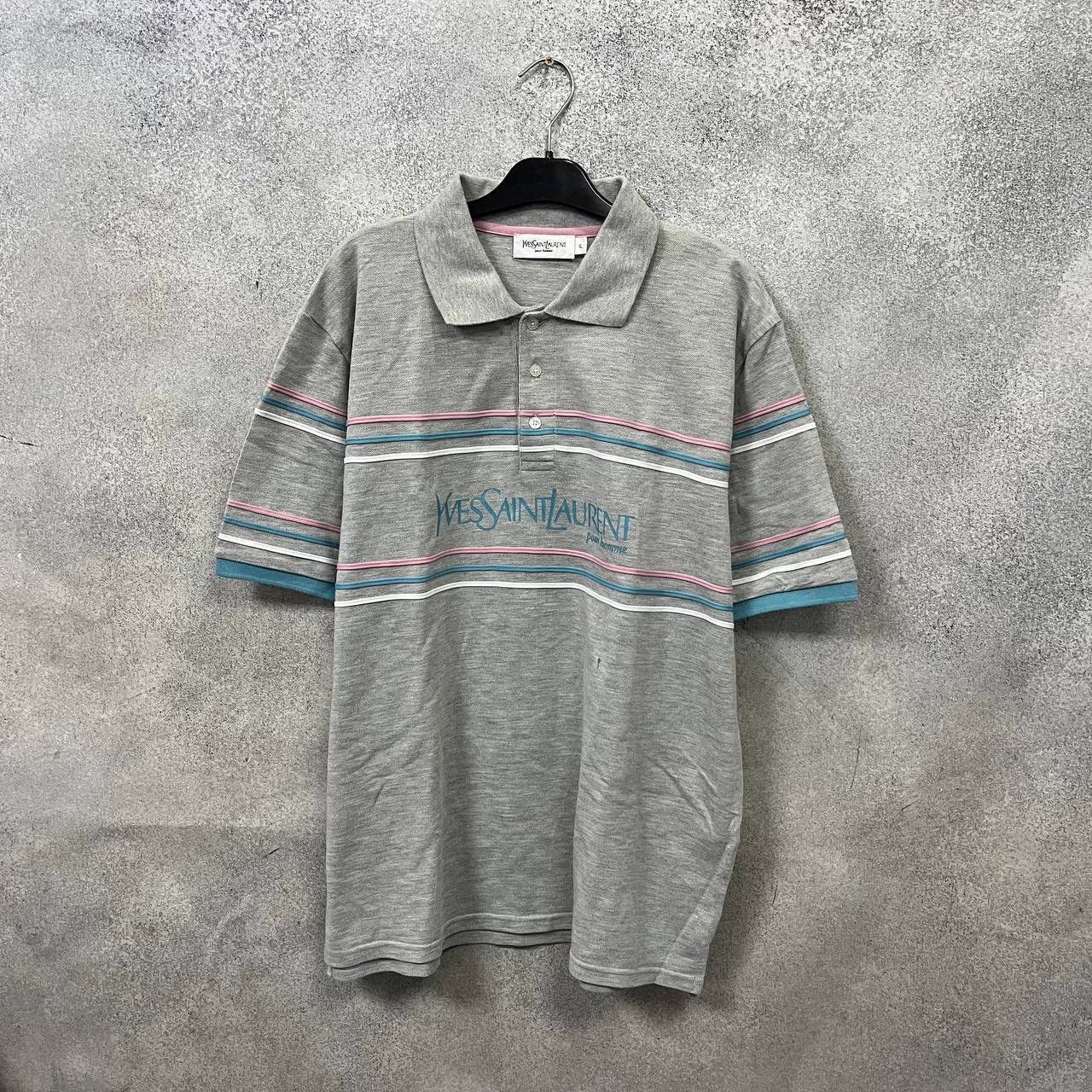 Vintage Yves Saint Lauren Vintage Polo T-shirt Grey Size US XL / EU 56 / 4 - 1 Thumbnail