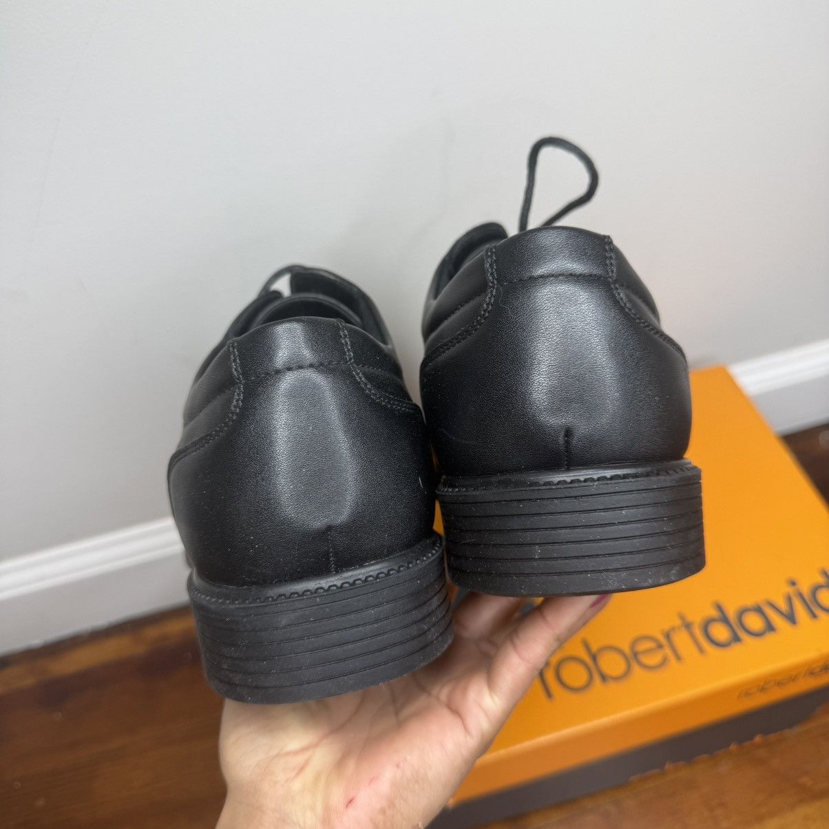 Other Robert David Men's Black Cap-Toe Derby Oxfords Size US 10.5 / IT 40.5 - 5 Thumbnail
