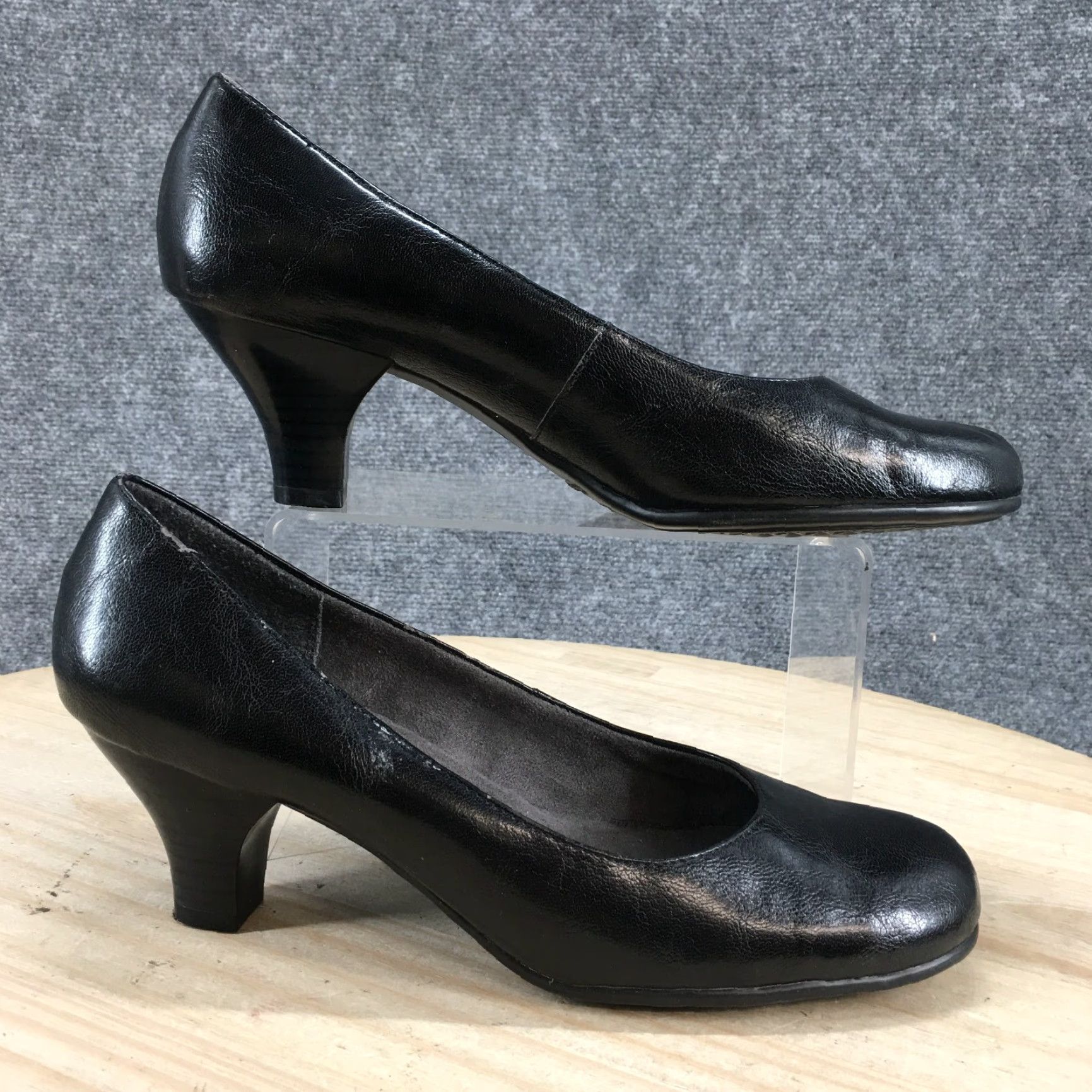 Vintage Aerosoles Wise Guy Pumps Leather Black Slip On Mid Heels Womens 9.5M Casual Pumps Current Size 9.5 M Black Leather Size US 10 / IT 40 - 2 Thumbnail