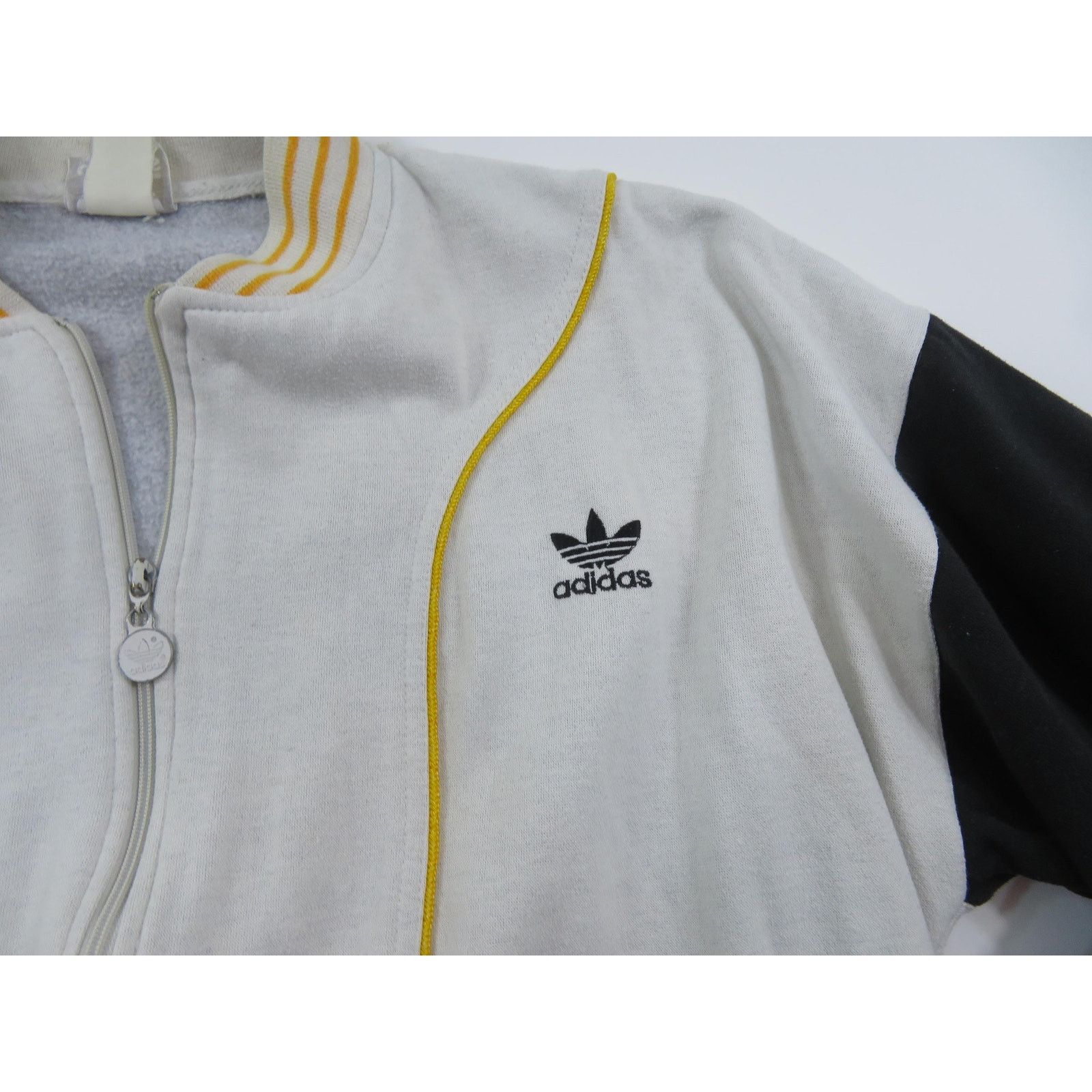 Adidas Adidas Track Jacket White Black Yellow Stipe Sz XL 1980s Size US XL / EU 56 / 4 - 2 Thumbnail