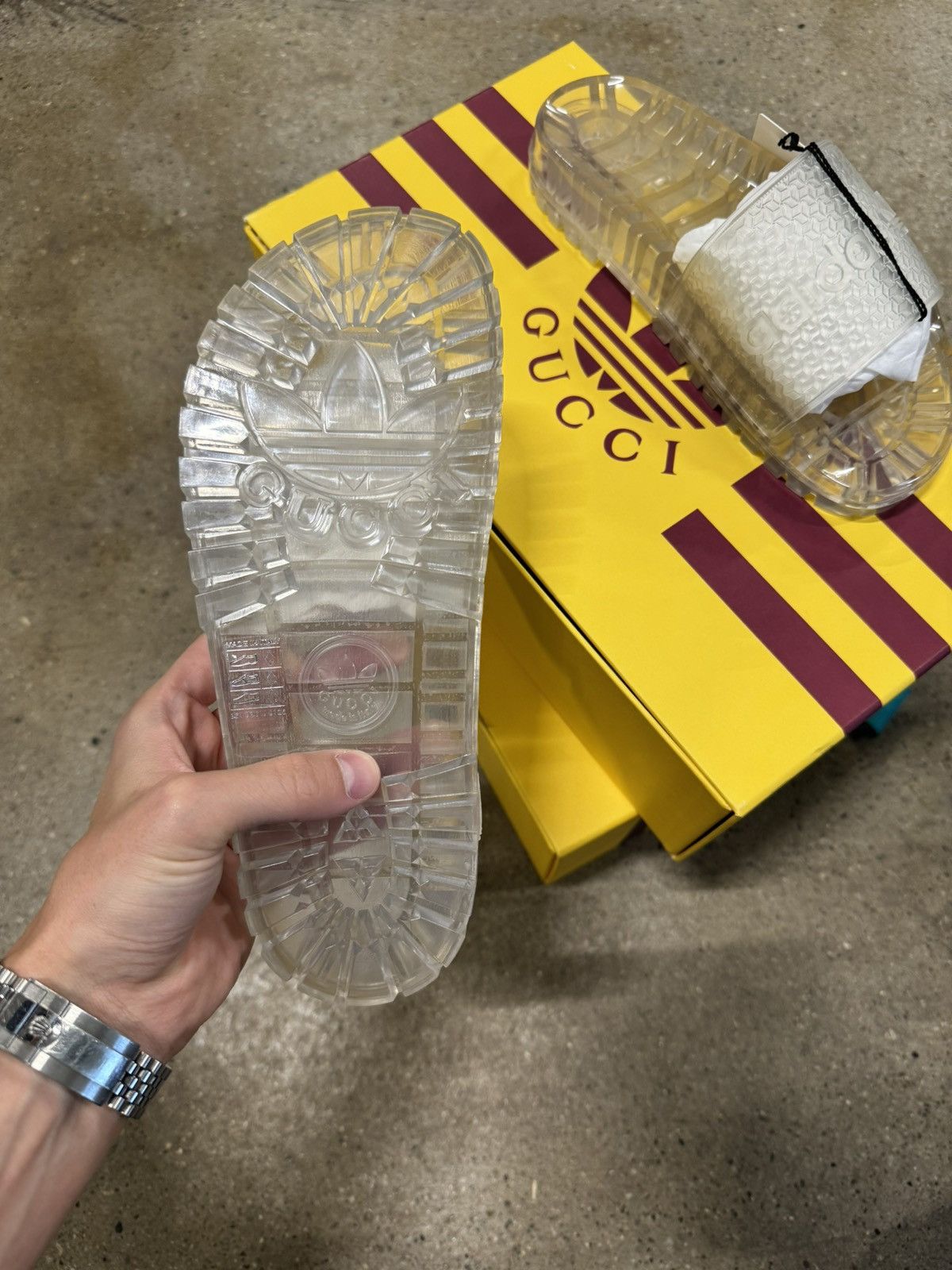 Adidas × Gucci Gucci X Adidas Clear Rubber Slide Sandals NEW 550$ Size US 8 / EU 41 - 4 Thumbnail