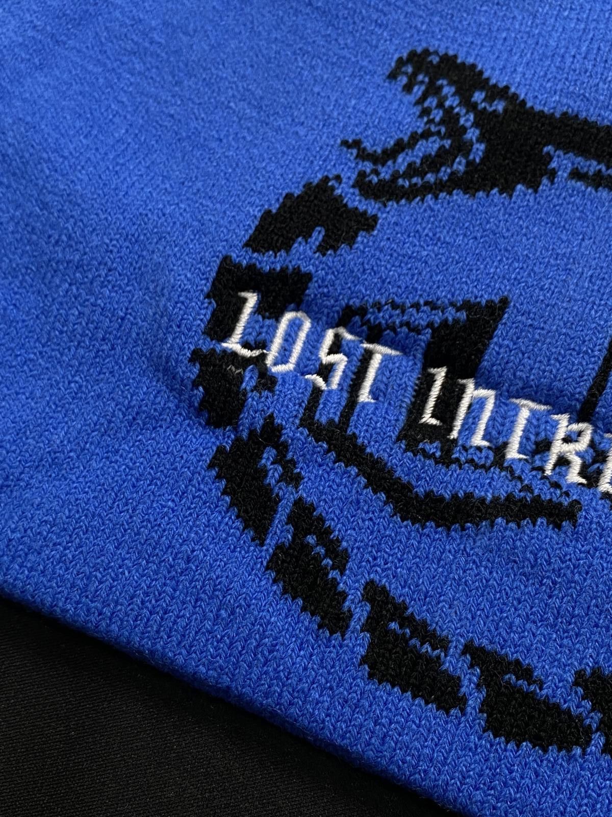 Japanese Brand Lost Intricacy Logo Full Circle Snake No Cuff Blue Beanie Size ONE SIZE - 3 Thumbnail