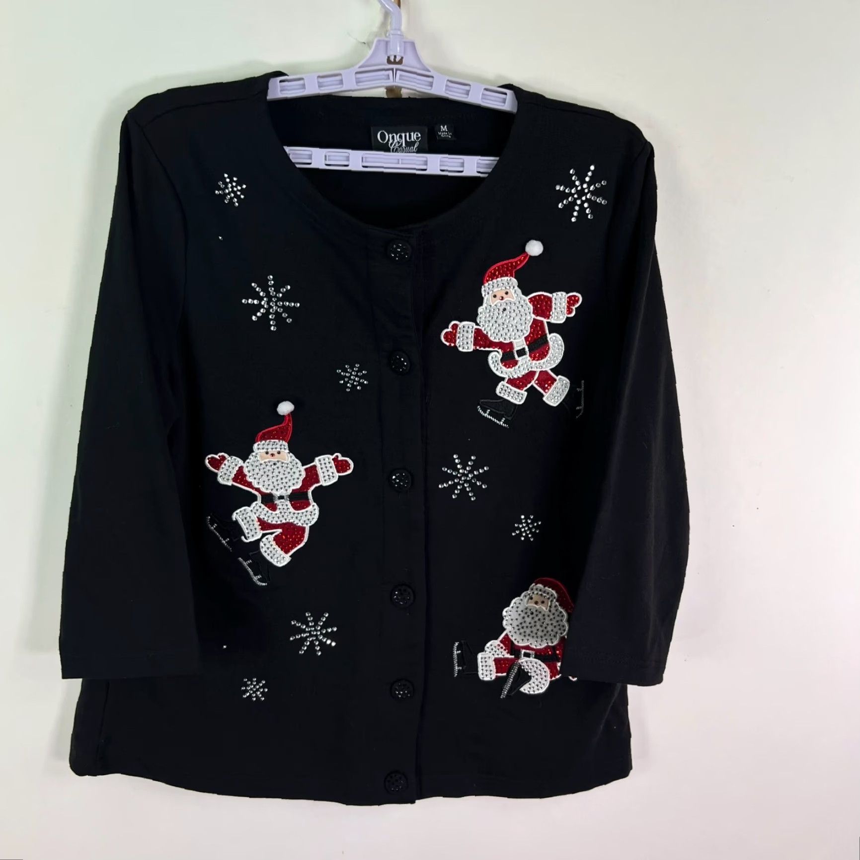 Vintage VINTAGE Onque Casuals Santa Cardigan Sweater Womens Large Black Holiday Christmas Knit Size M / US 6-8 / IT 42-44 - 4 Thumbnail