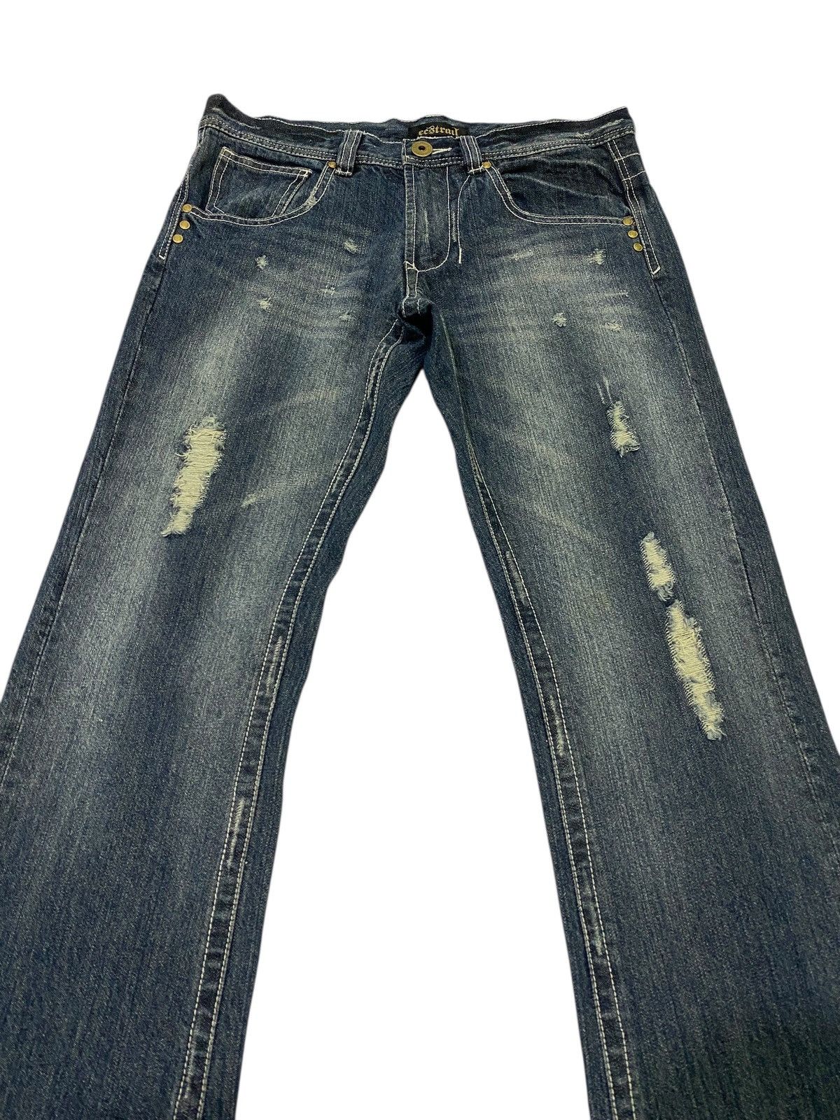 Japanese Brand Tornado mart x Ecstrail flare distressed jeans Size US 32 / EU 48 - 3 Thumbnail