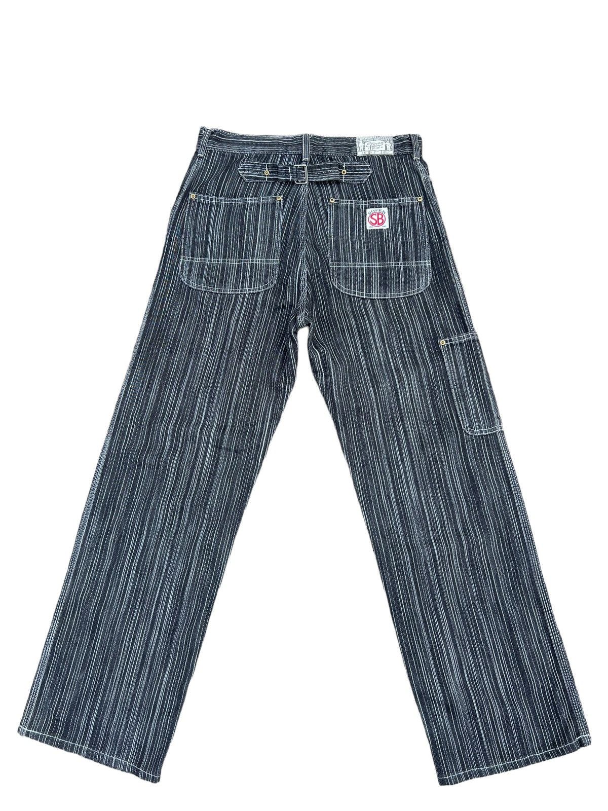 Pherrow's STORMY BLUE Japan Buckle Back Striped Carpenter Denim Jeans Size US 30 / EU 46 - 2 Thumbnail