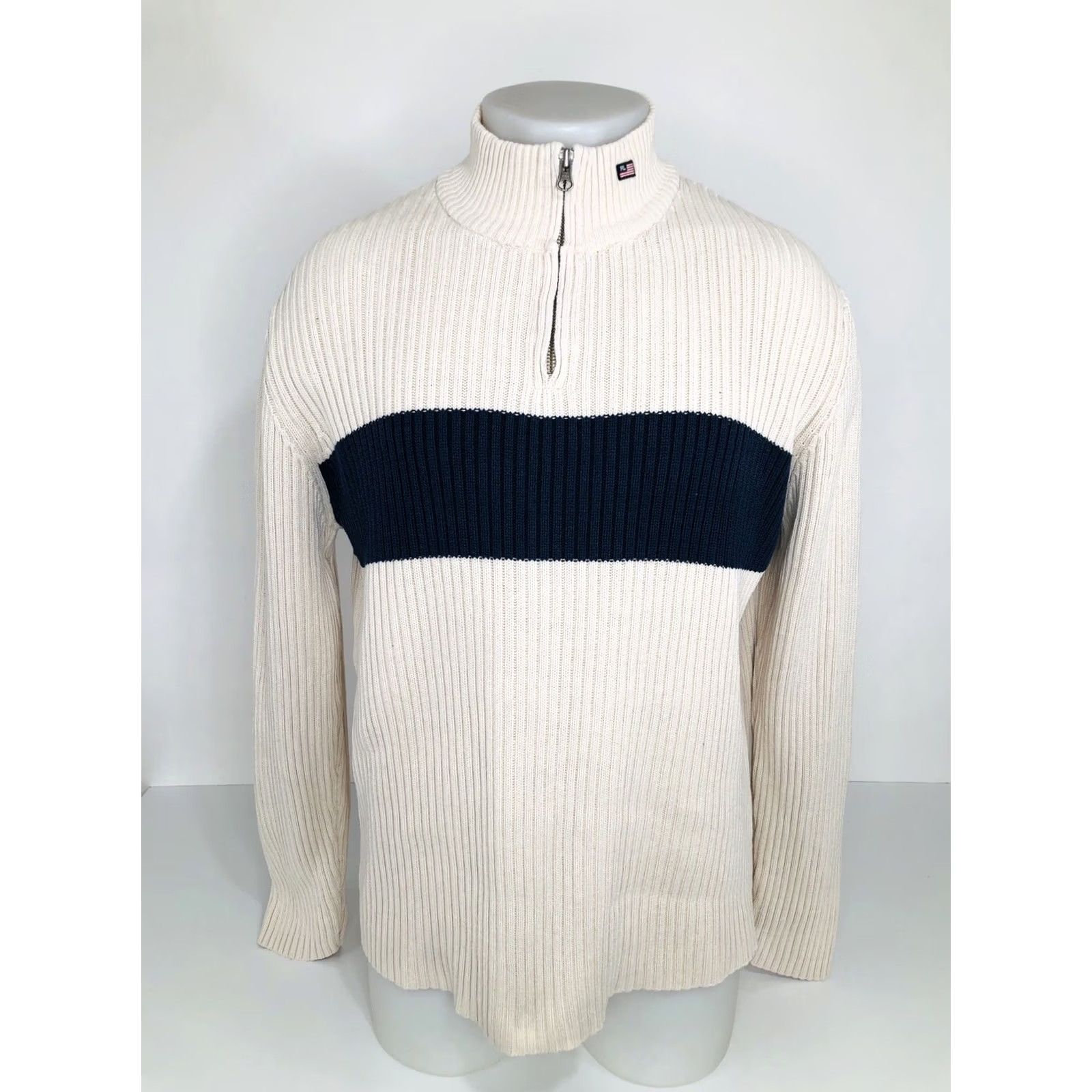 Polo Ralph Lauren RALPH LAUREN / POLO JEANS Embroidered FLAG Vtg. Ribbed L/XL Sweater - EXCELLENT Size US L / EU 52-54 / 3 - 2 Thumbnail