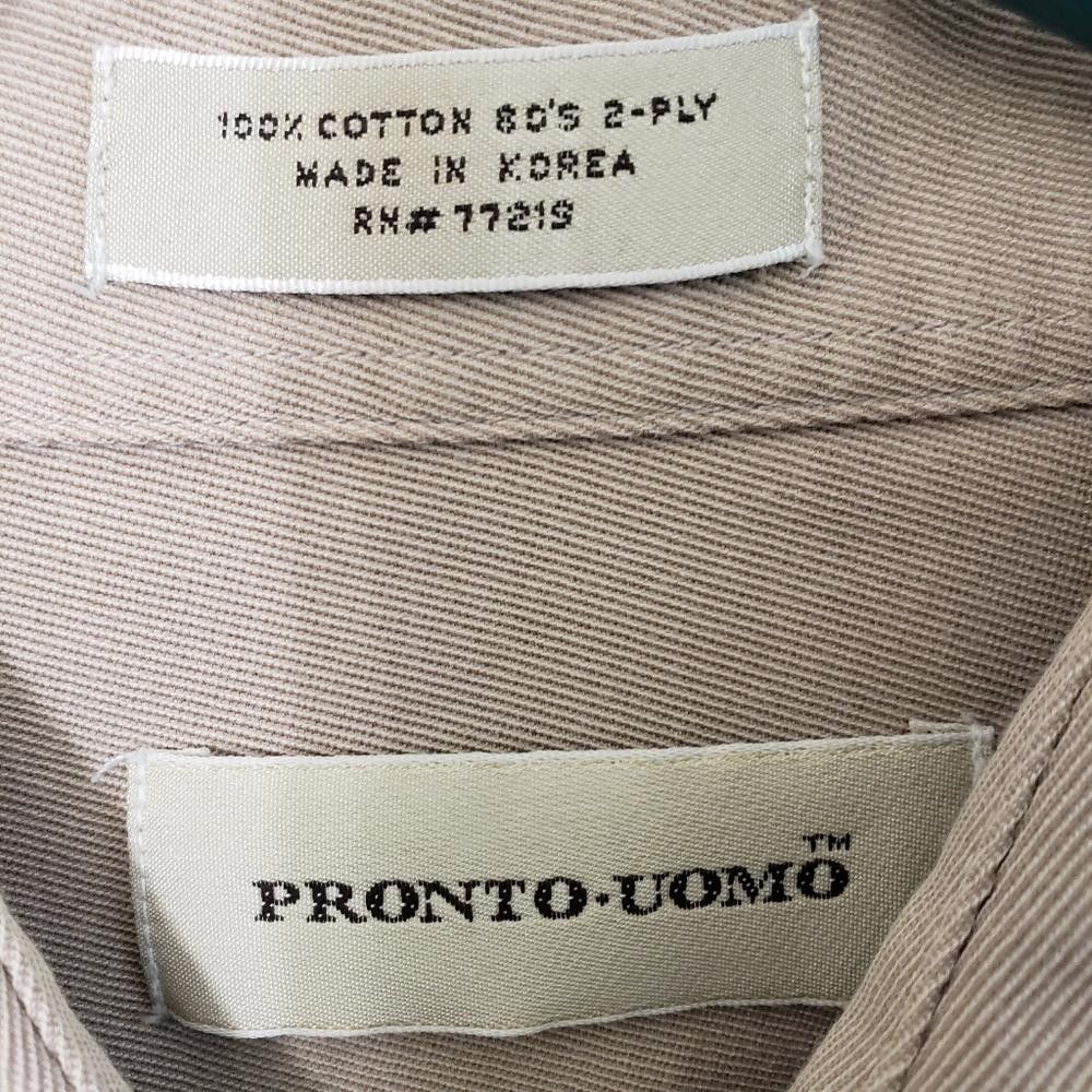 Pronto Uomo CT444 Pronto.Uomo Men's French Cuff Dress Shirt Tan 16.5 Size 38R - 5 Thumbnail