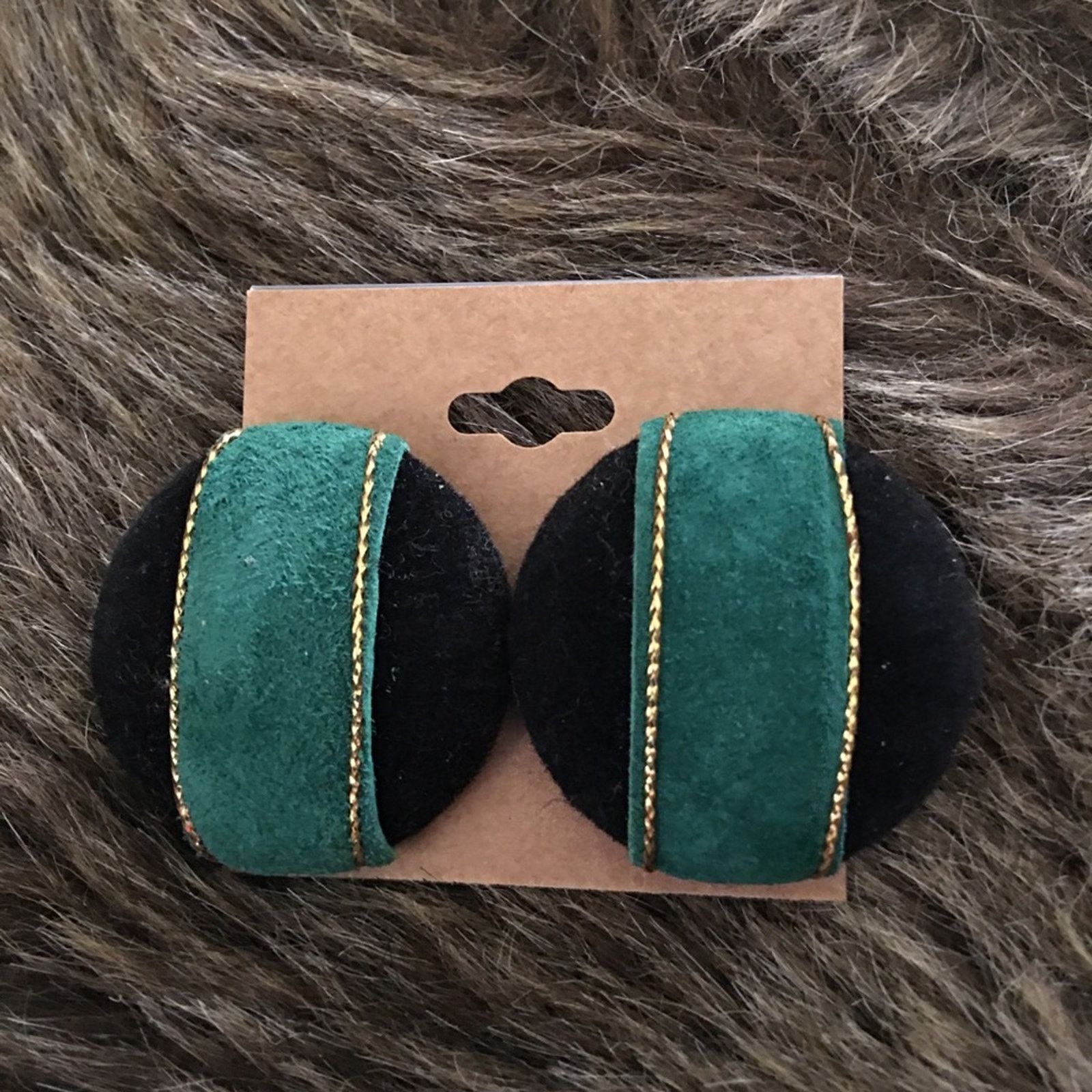 Vintage Vintage 70s black and green velvet earrings Size ONE SIZE - 2 Thumbnail