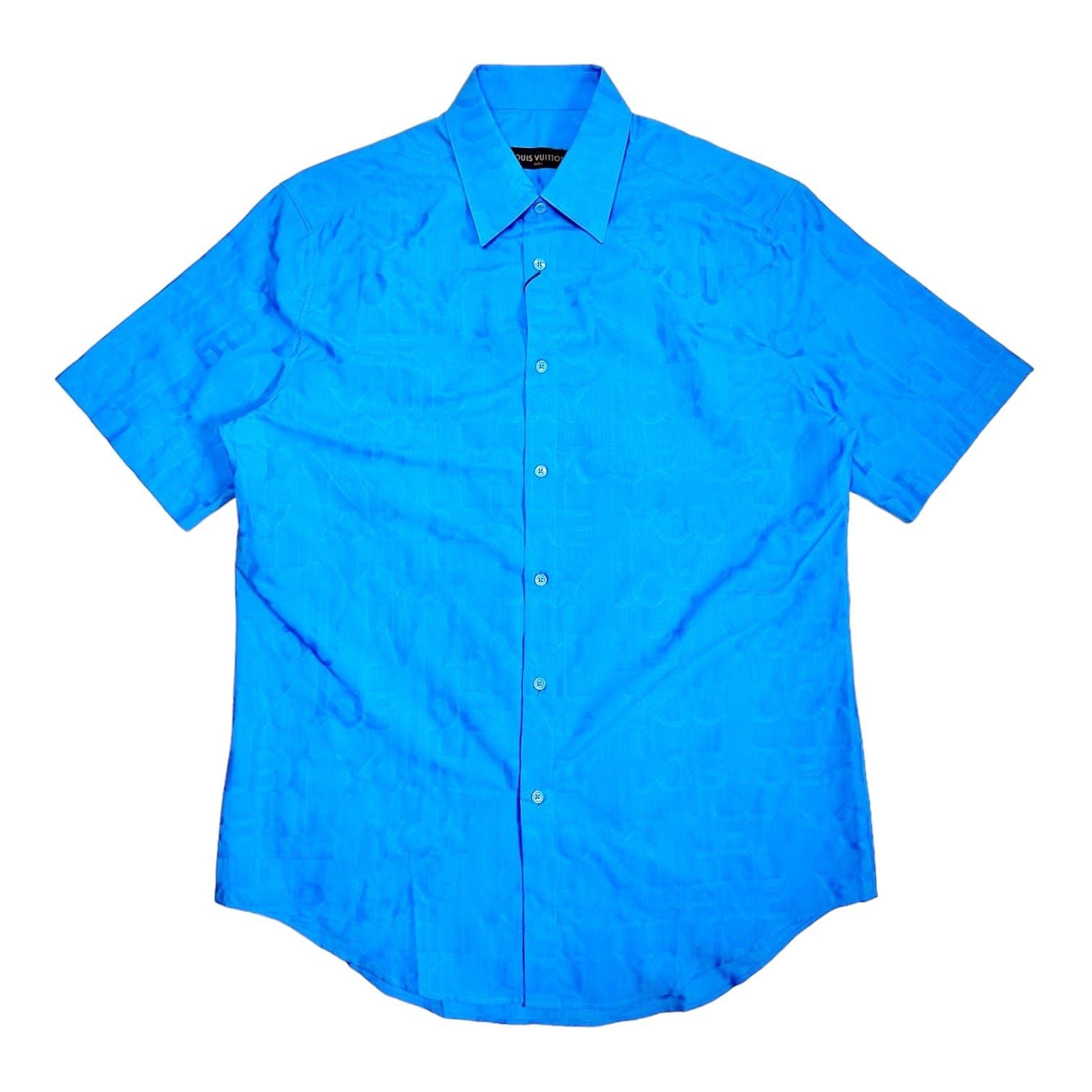 Louis Vuitton Tonal Letter Button Up Short Sleeve Shirt Blue Size US L / EU 52-54 / 3 - 1 Thumbnail