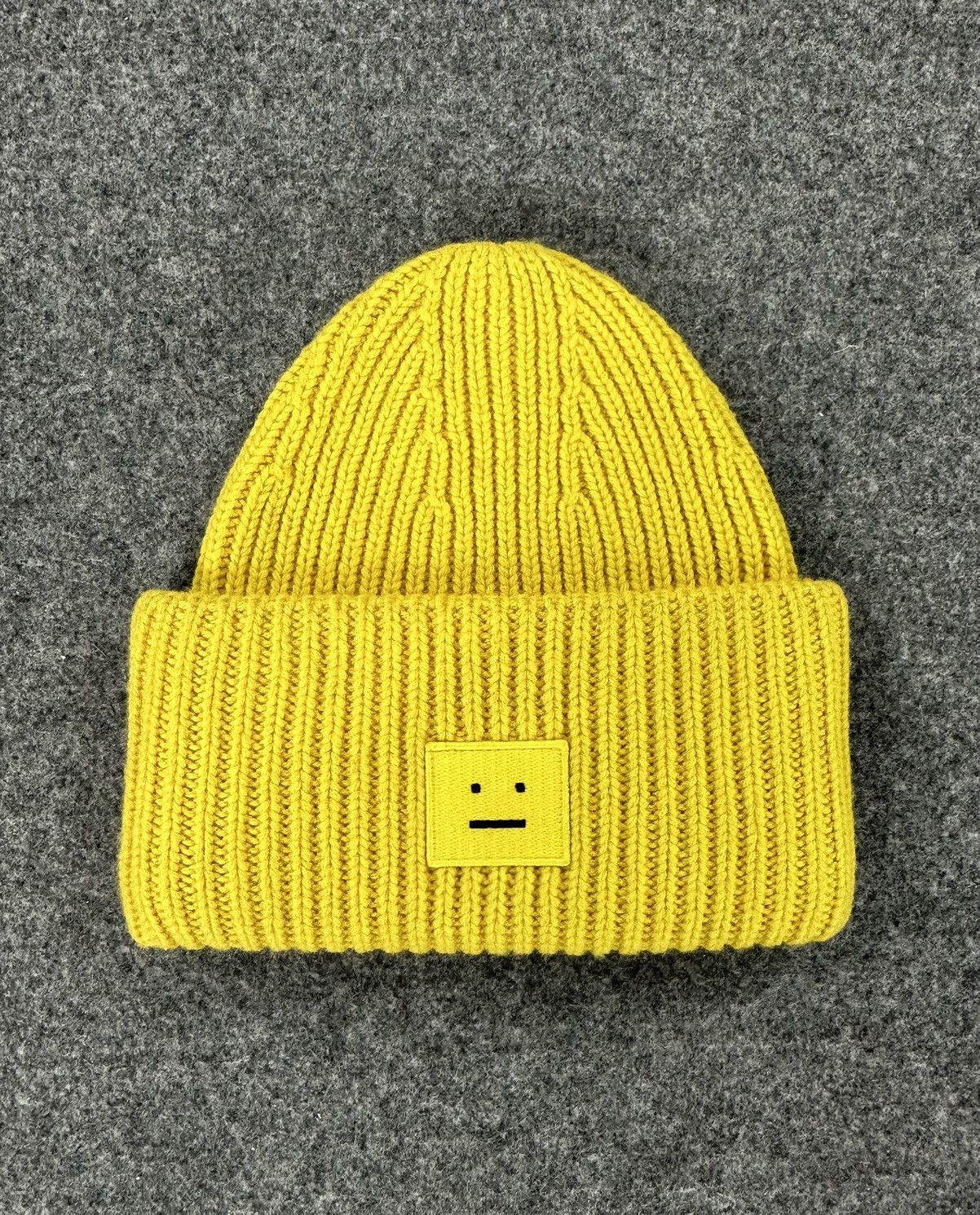 Acne Studios Acne Studios Pansy Wool Beanie Face Logo In Yellow