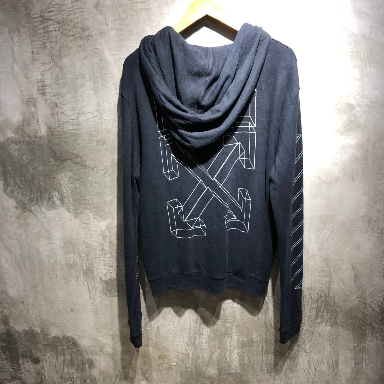 image of Off White Off-White 3D Stencil Arrows Zip Up Hoodie in Black, Men's (Size Large)