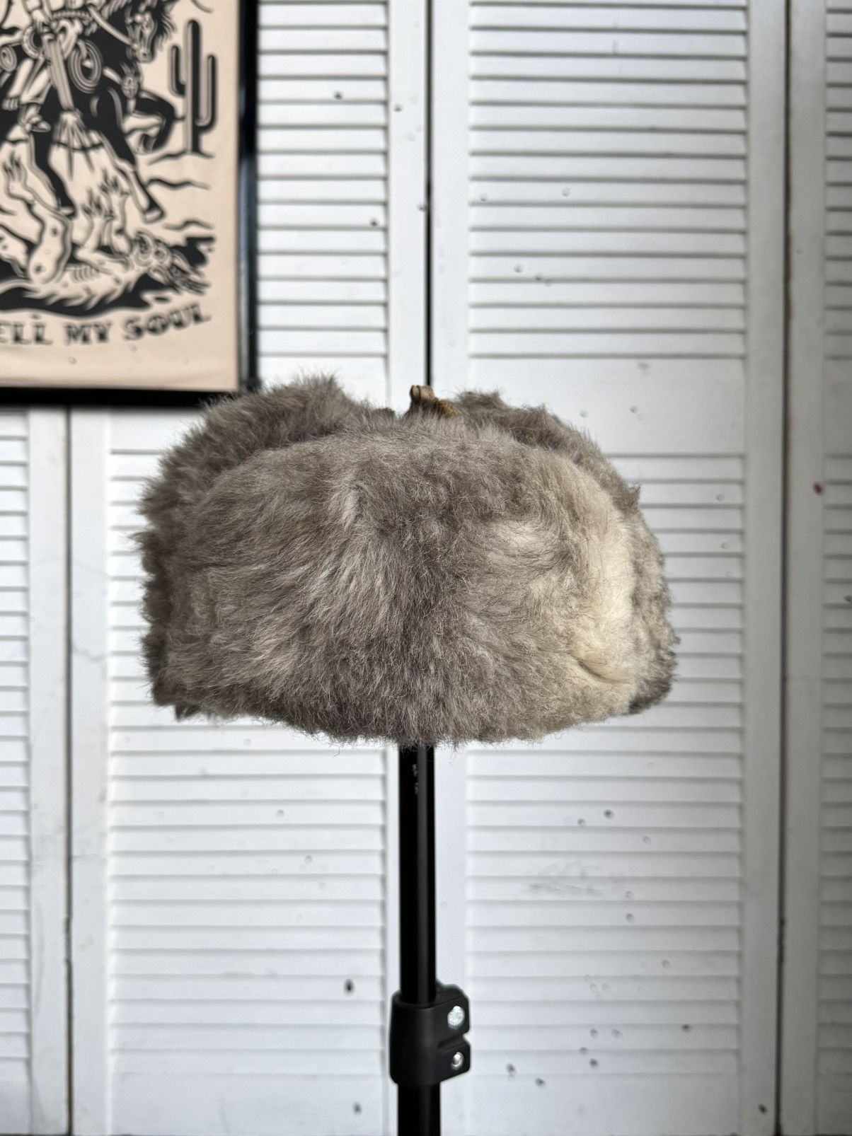 Vintage Vintage Faux Fur Ushanka Trapper Hat Gray Soviet Style 80s Size ONE SIZE - 4 Thumbnail