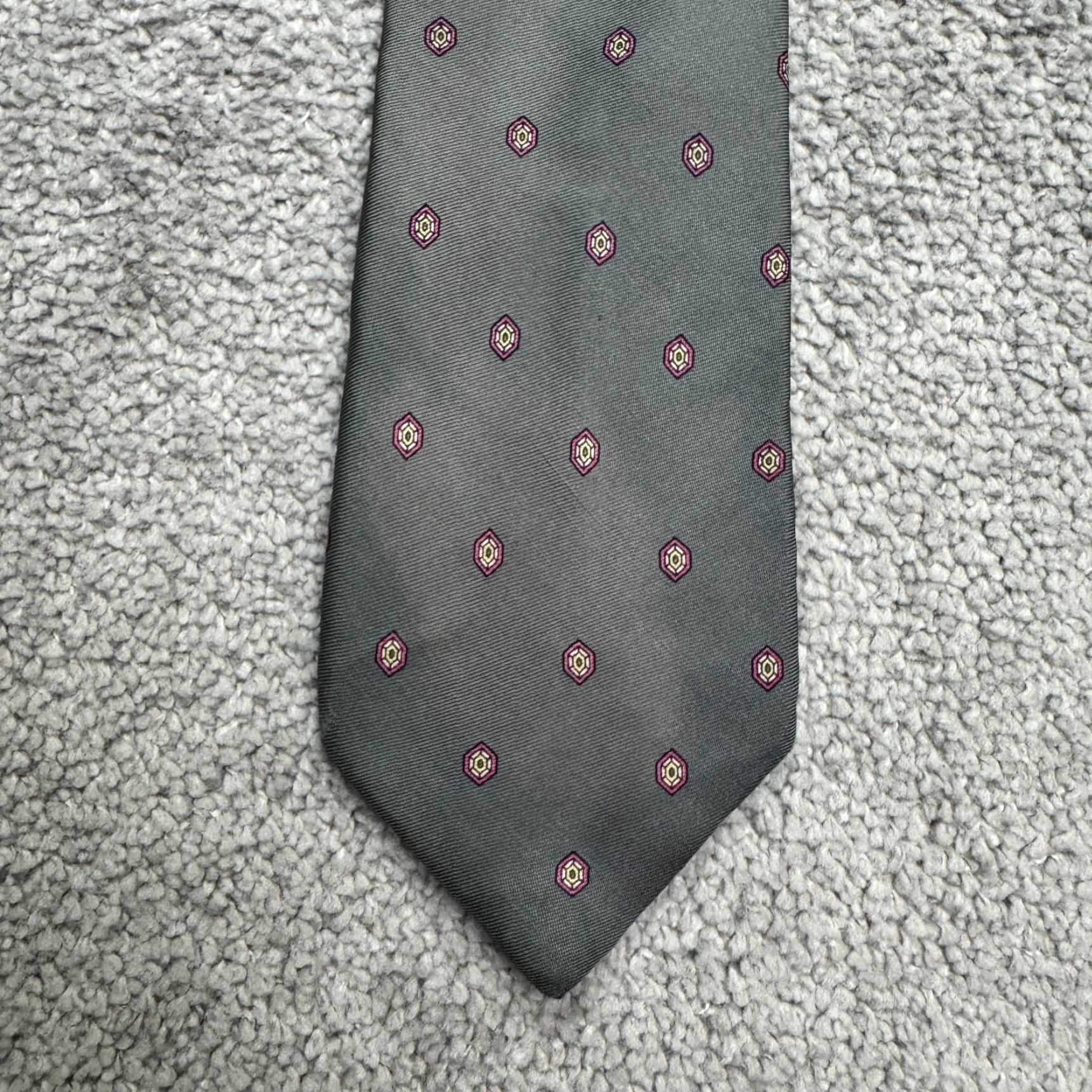 Vintage VINTAGE Duxbury Tie Geometric Silk Classic USA One Size Gray Mens Neckwear 57-60" Classic Pattern 100% Silk Geometric Vintage Mens Accessories Size ONE SIZE - 5 Thumbnail