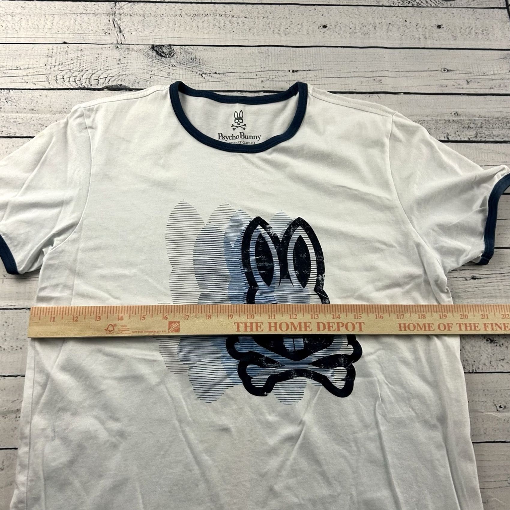 Psycho Bunny Psycho Bunny Short Sleeve T-Shirt Men’s 4 White Blue Pima Cotton Ringer Shirt Size US S / EU 44-46 / 1 - 5 Thumbnail