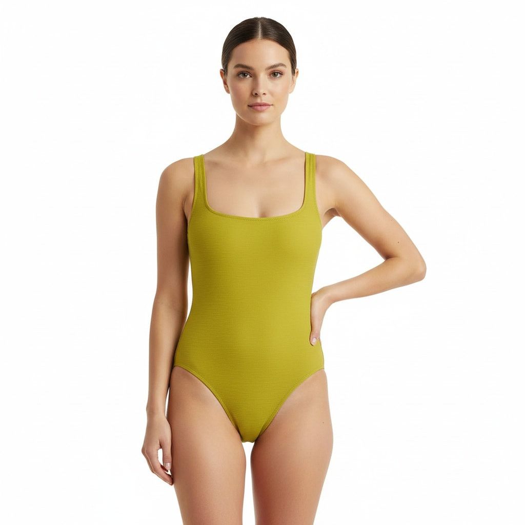 J.Crew J.CREW Salermo Olive Ribbed Squareneck One-piece, US0 Size ONE SIZE - 5 Thumbnail