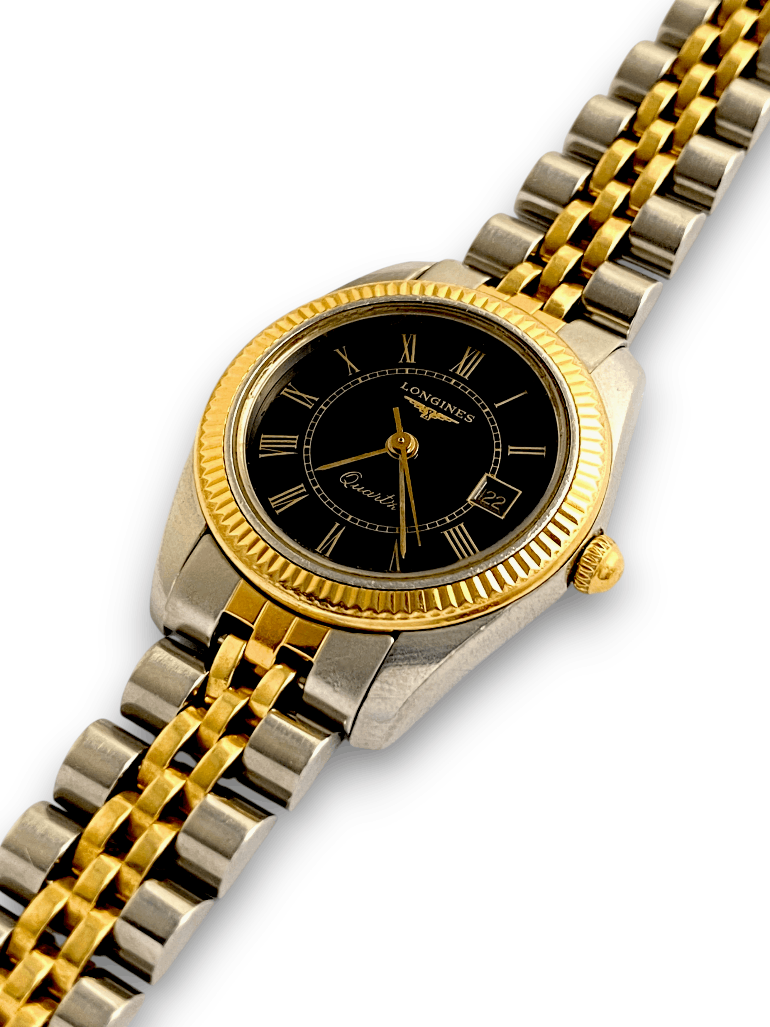 Longines Longines 4858 Black Dial Quartz Ladies Bezel Two Tone Watch Size ONE SIZE - 5 Thumbnail