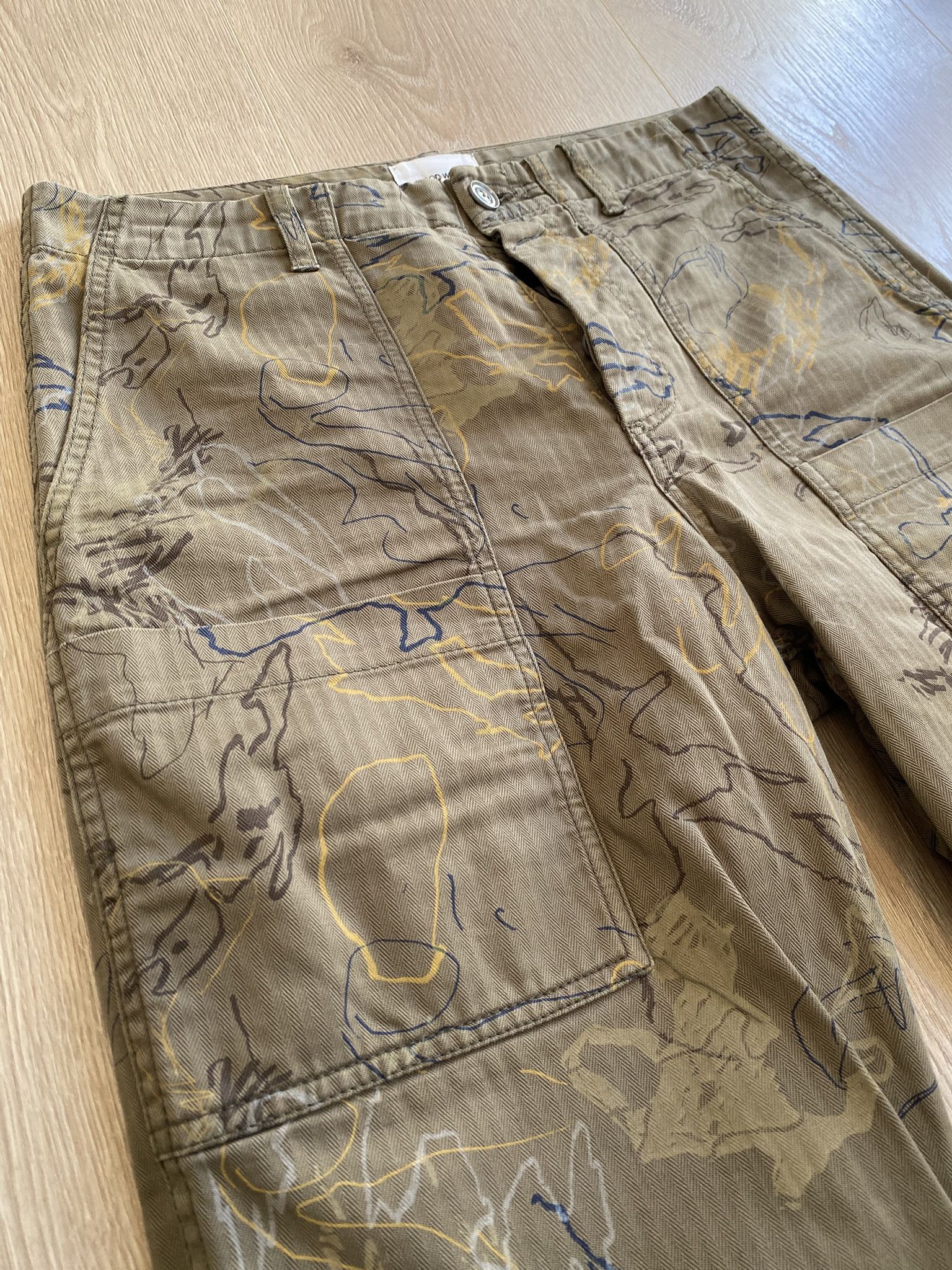 Our Legacy × Wood Wood 46/S - Green AOP Trousers - Herringbone Weave Size US 30 / EU 46 - 4 Thumbnail
