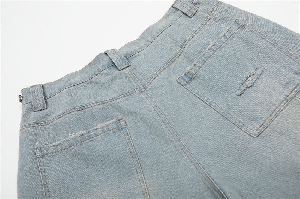 Japanese Brand × Jean Men's loose retro all-match ripped washed denim shorts Size US 32 / EU 48 - 5 Thumbnail